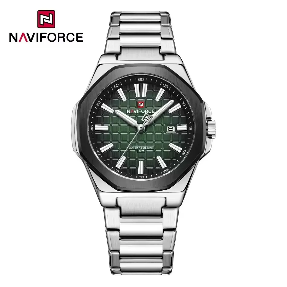 Naviforce 9258 CH For Men - Silver Green