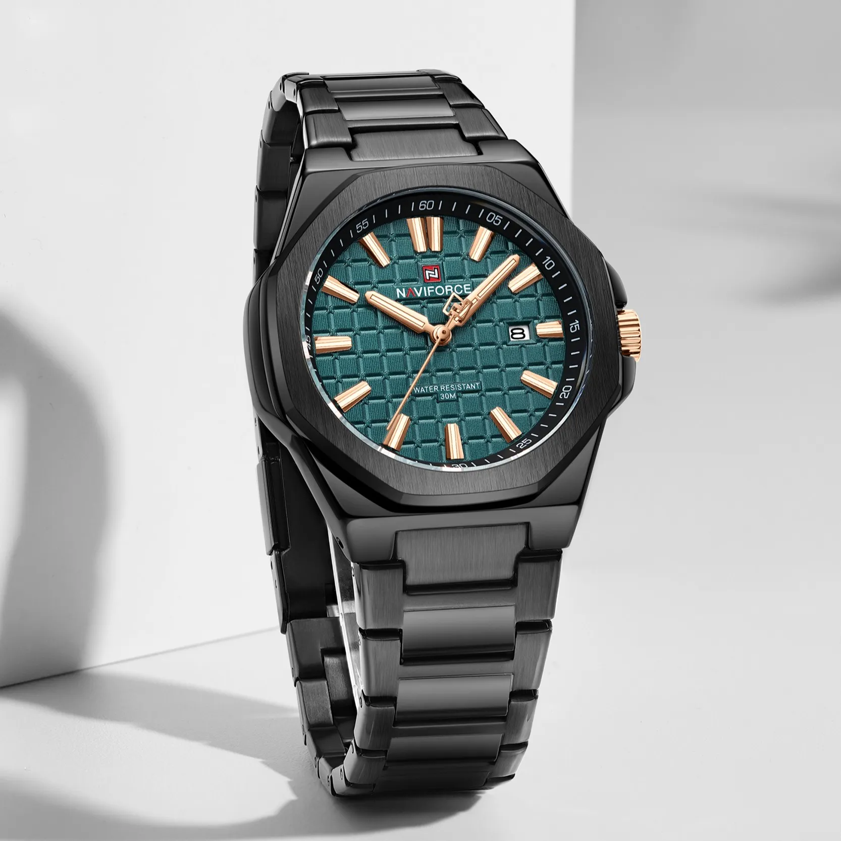 Naviforce 9258 CH For Men - Black Green