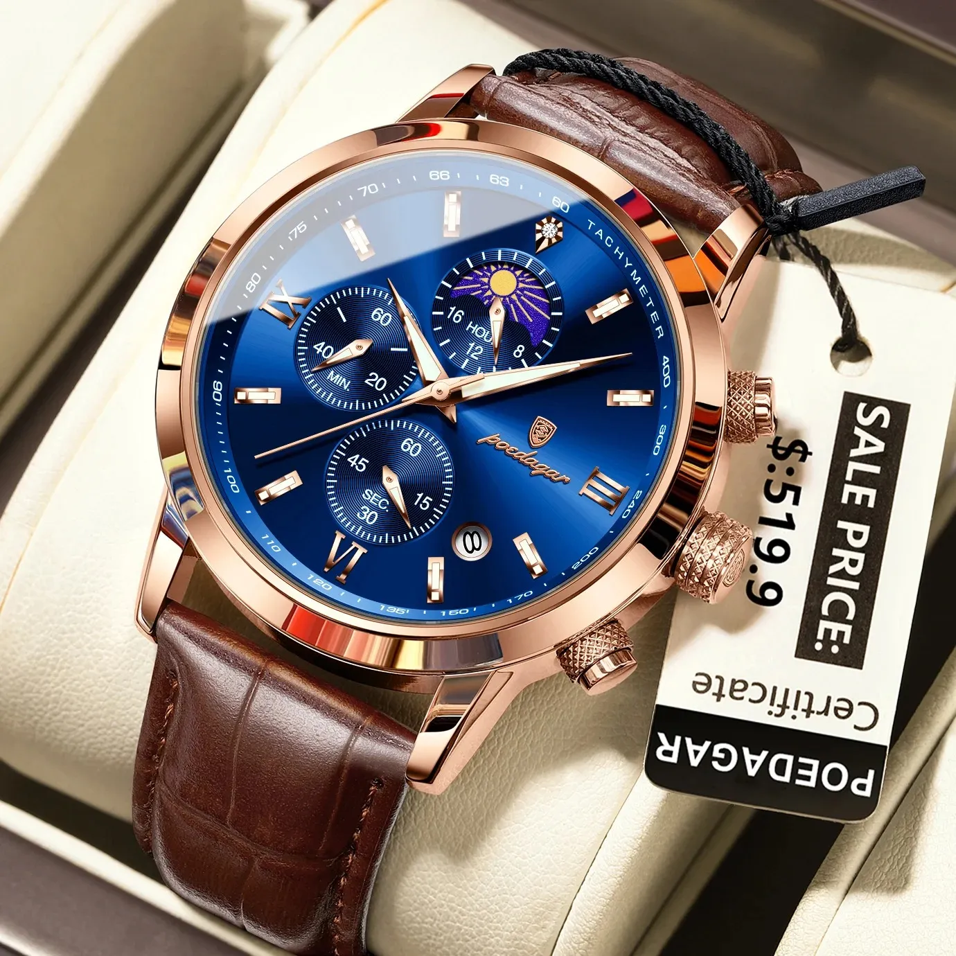 Poedagar 882L For Men - Brown Rose Blue