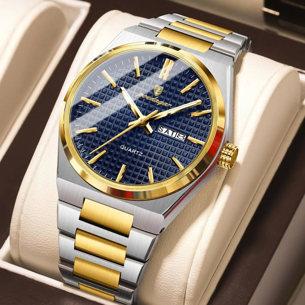 Poedagar 874 CH For Men - Gold Blue
