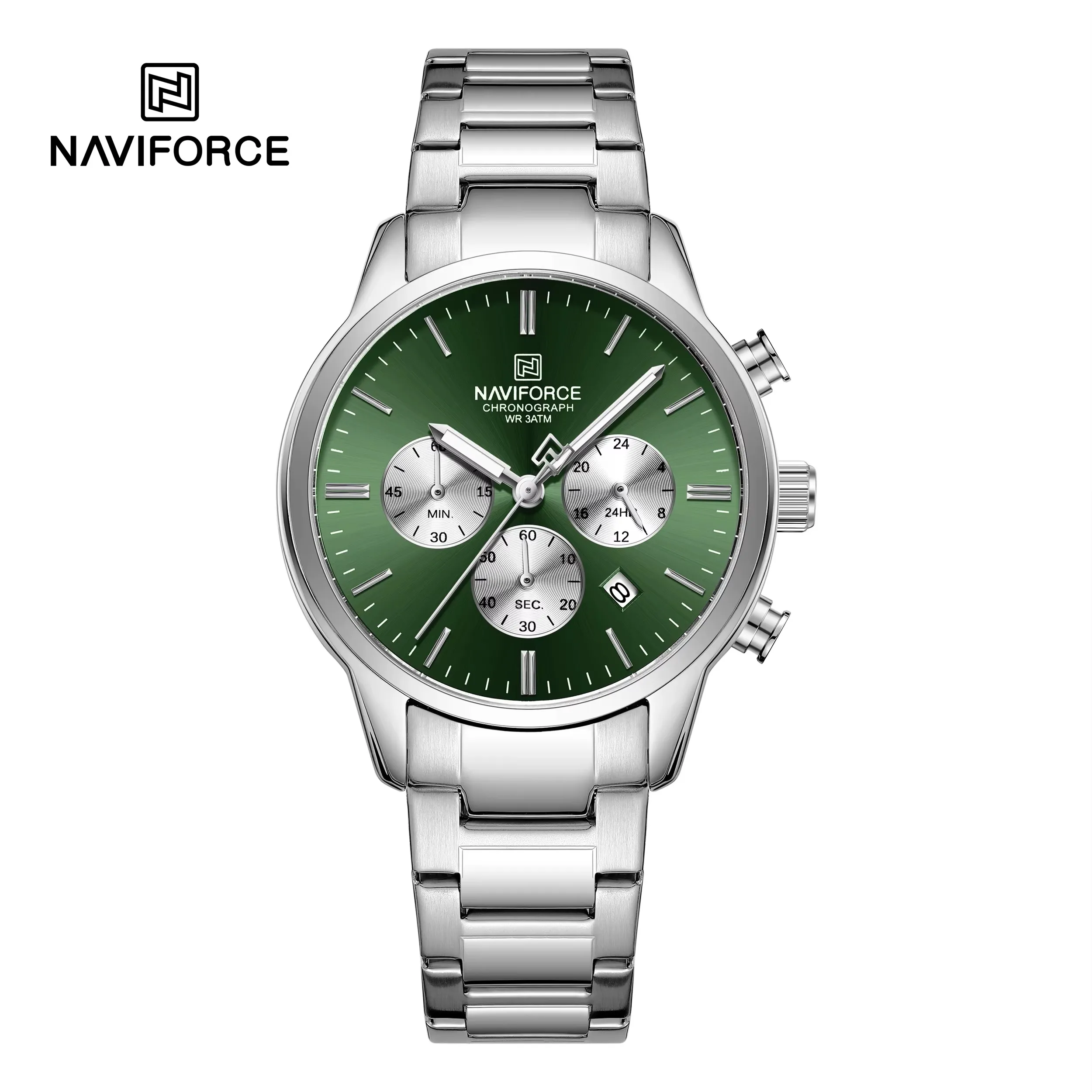 Naviforce 8076 For Men - Silver Green