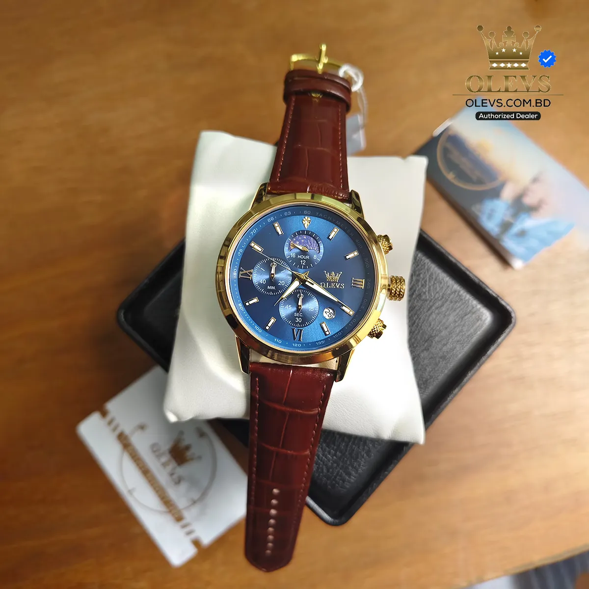 Olevs 9812 L – Brown Gold Blue For Men
