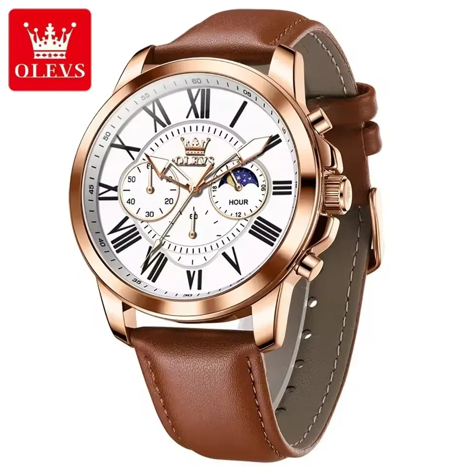 Olevs 3632L For Men – Brown Rose White
