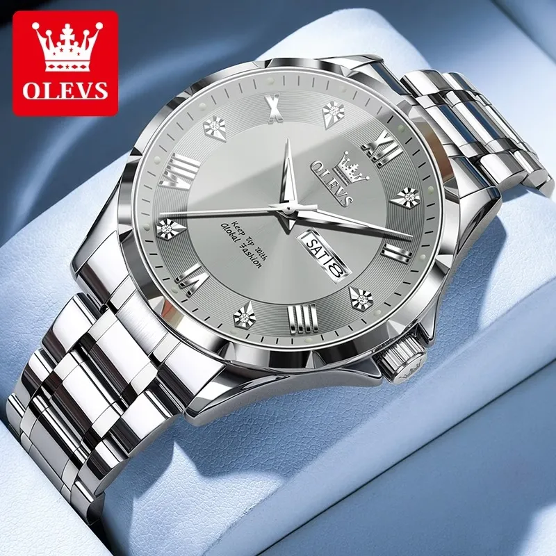 Olevs 2955 CH For Men – Silver Grey