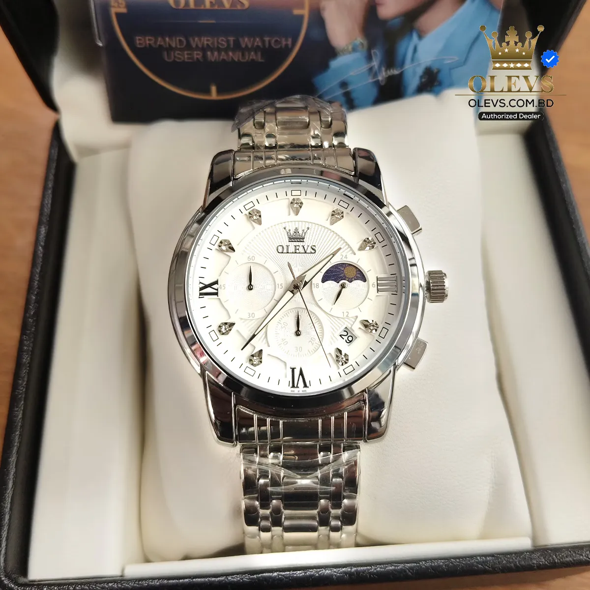 Olevs 2951 CH - Silver White For Men