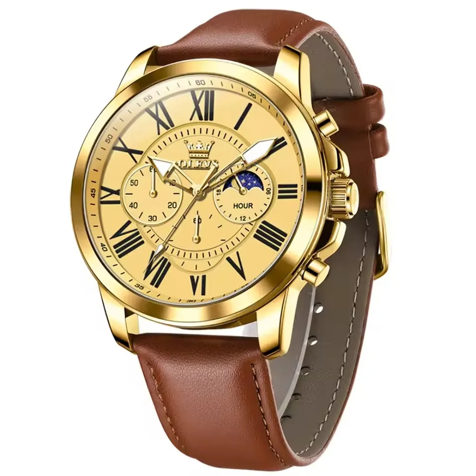 Olevs 3632L For Men – Brown Gold
