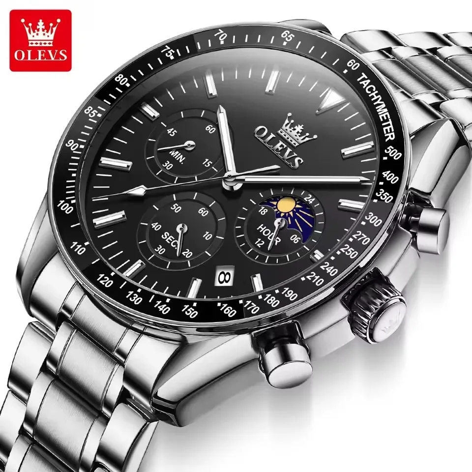 Olevs 3618 For Men - Silver Black For Men