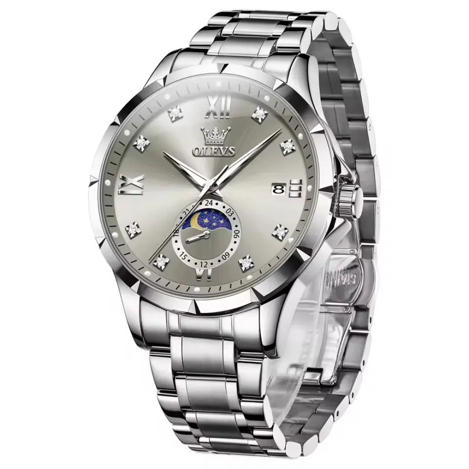 Olevs 2956 CH – Sliver Gray For Men