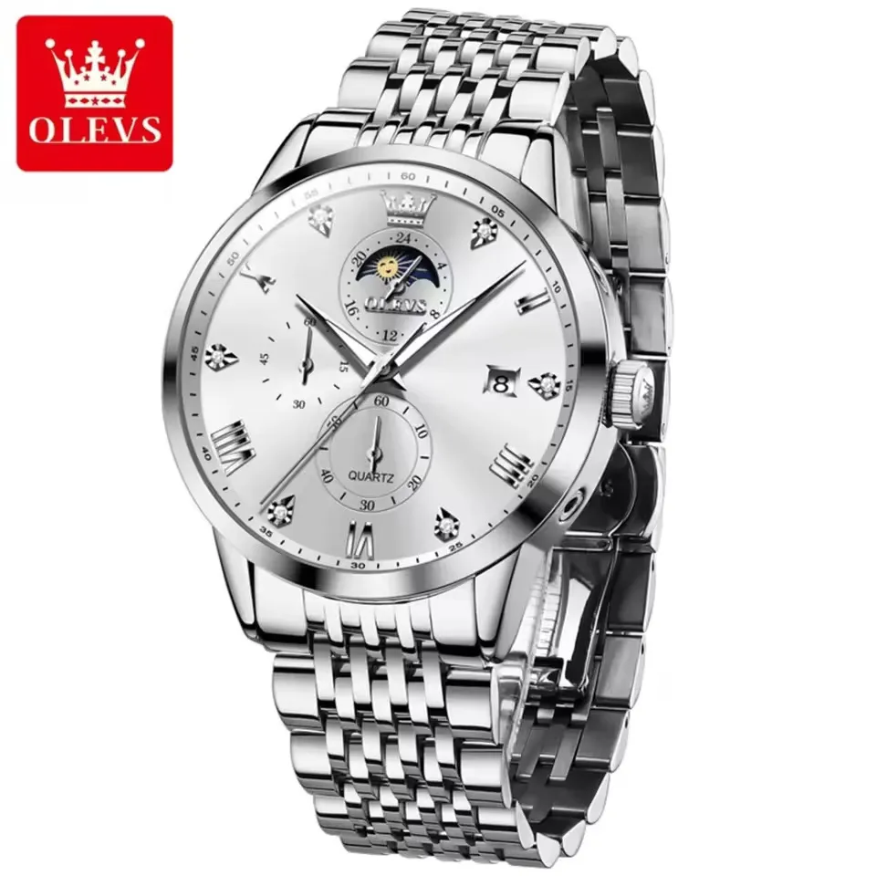 Olevs 2925 CH – Sliver White For Men