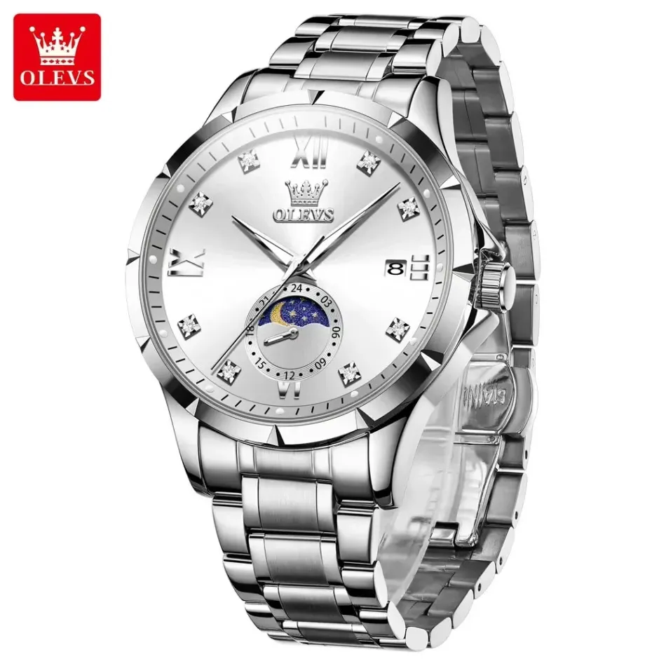 Olevs 2956 CH – Sliver White For Men