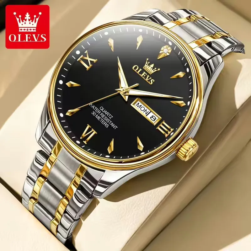 Olevs 9806 CH For Men - Silver Gold Black