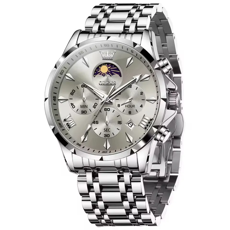 Olevs 3653 For Men - Silver Gray