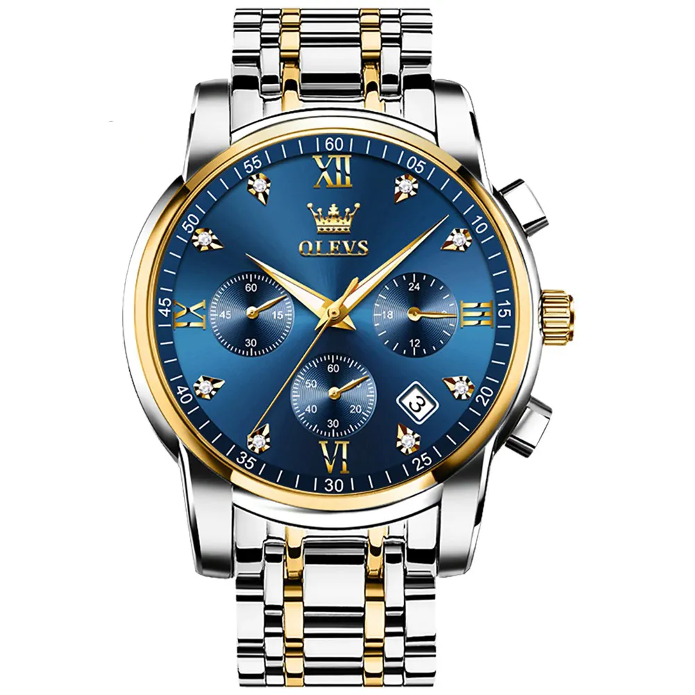 Olevs 2858 CH - Gold Blue For Men