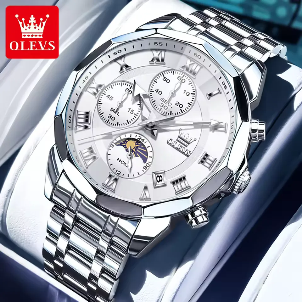 Olevs 3675 CH For Men - Silver 