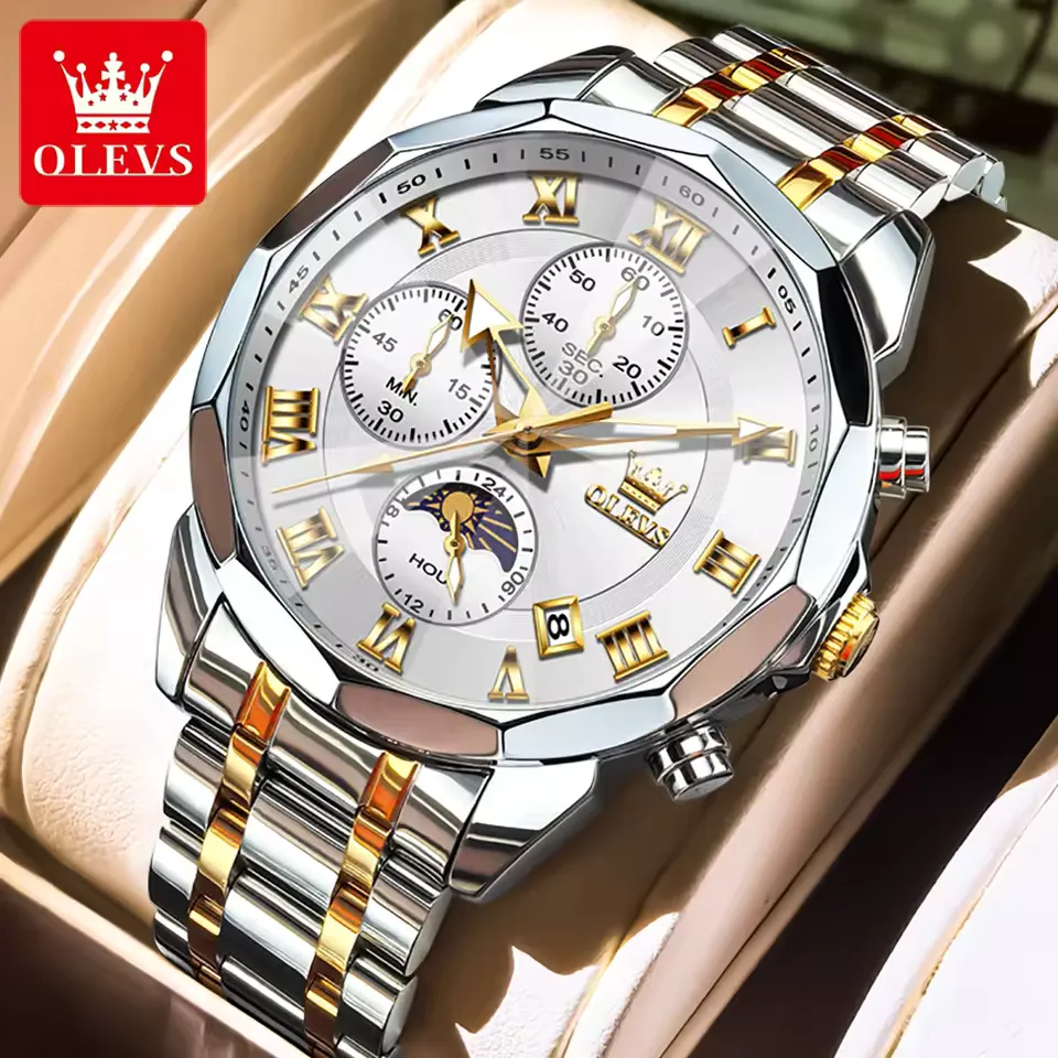 Olevs 3675 CH For Men - Silver Gold 