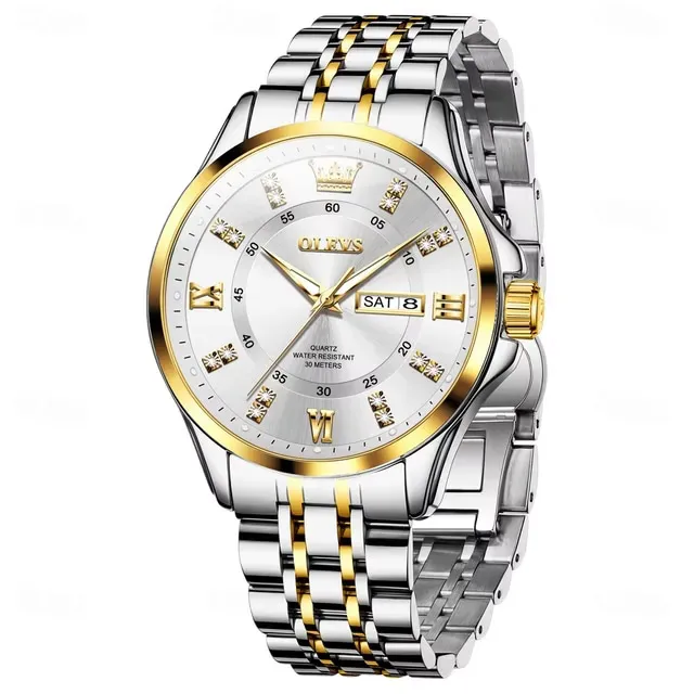 Olevs 3620 CH For Men - Golden Silver