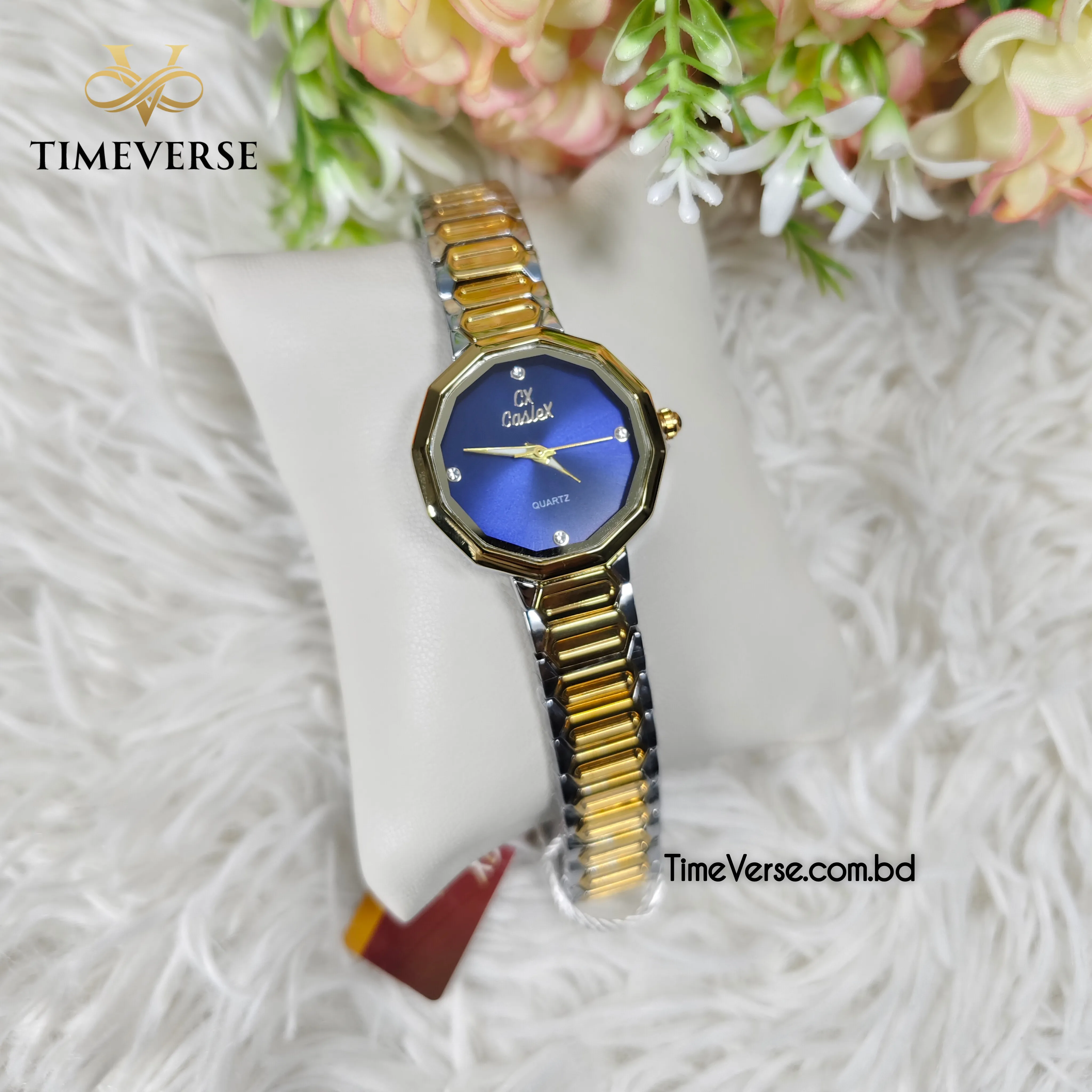 Caslex 973 Ladies Watch - Silver Gold Blue 