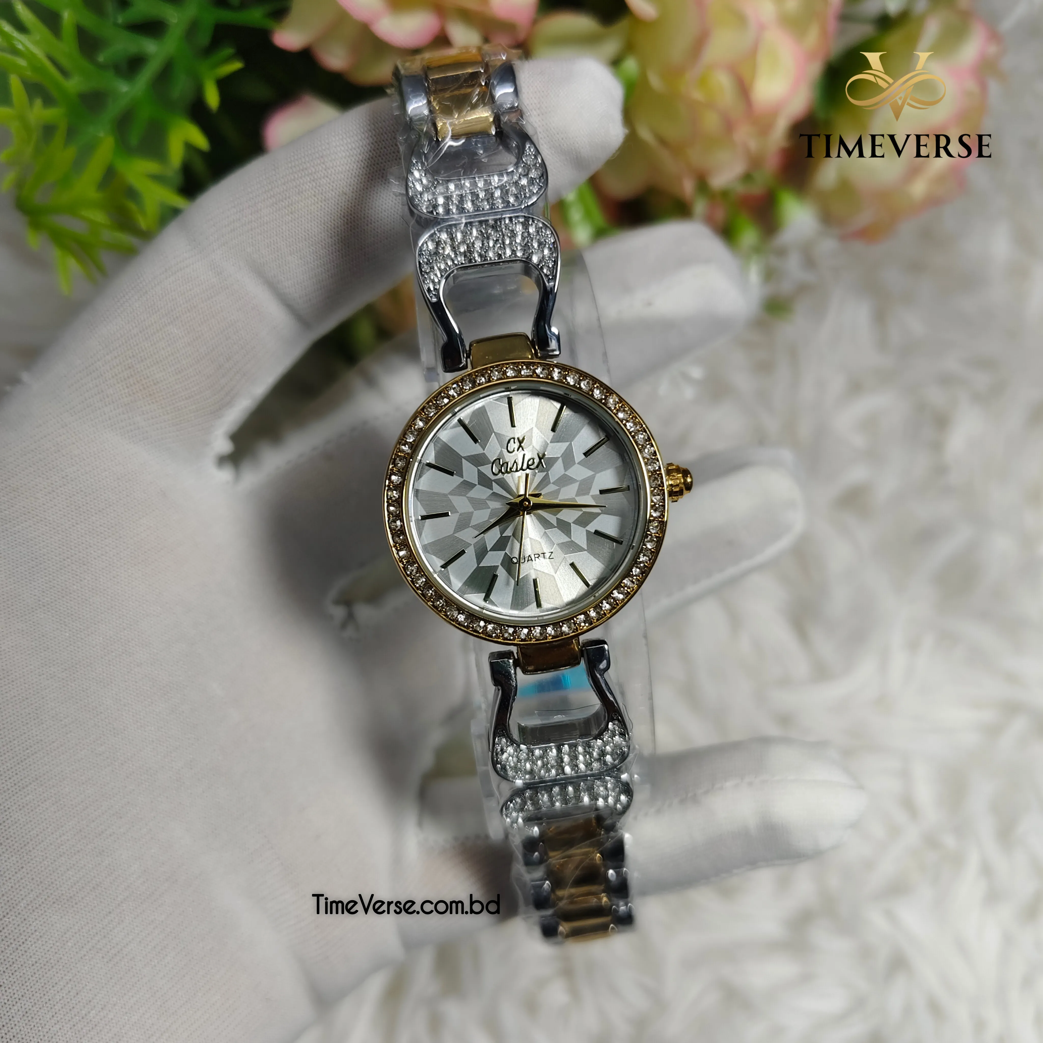 Caslex 342 Ladies Watch - Silver Gold White