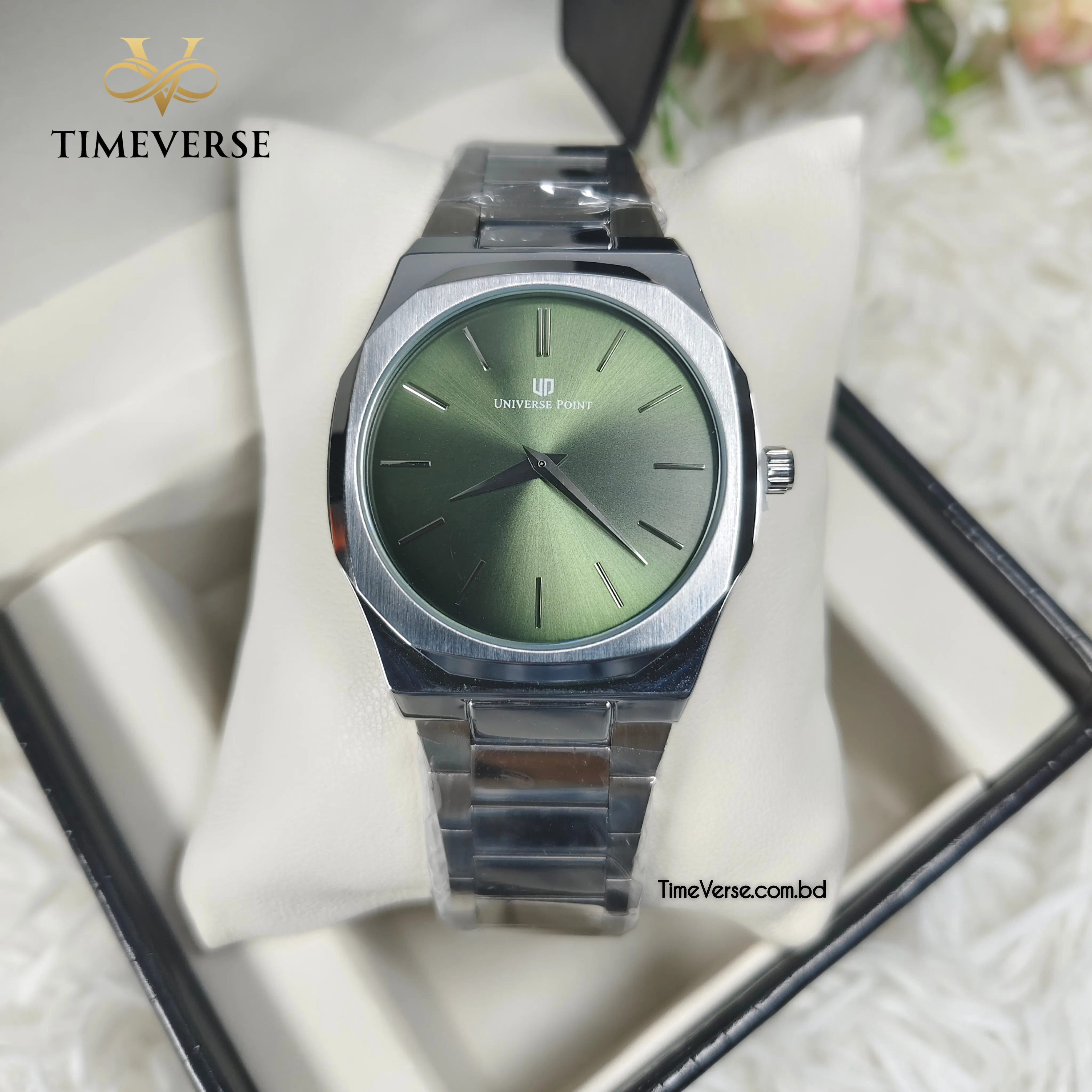 Universe Point 7666 Men's Watch - Silver Green 