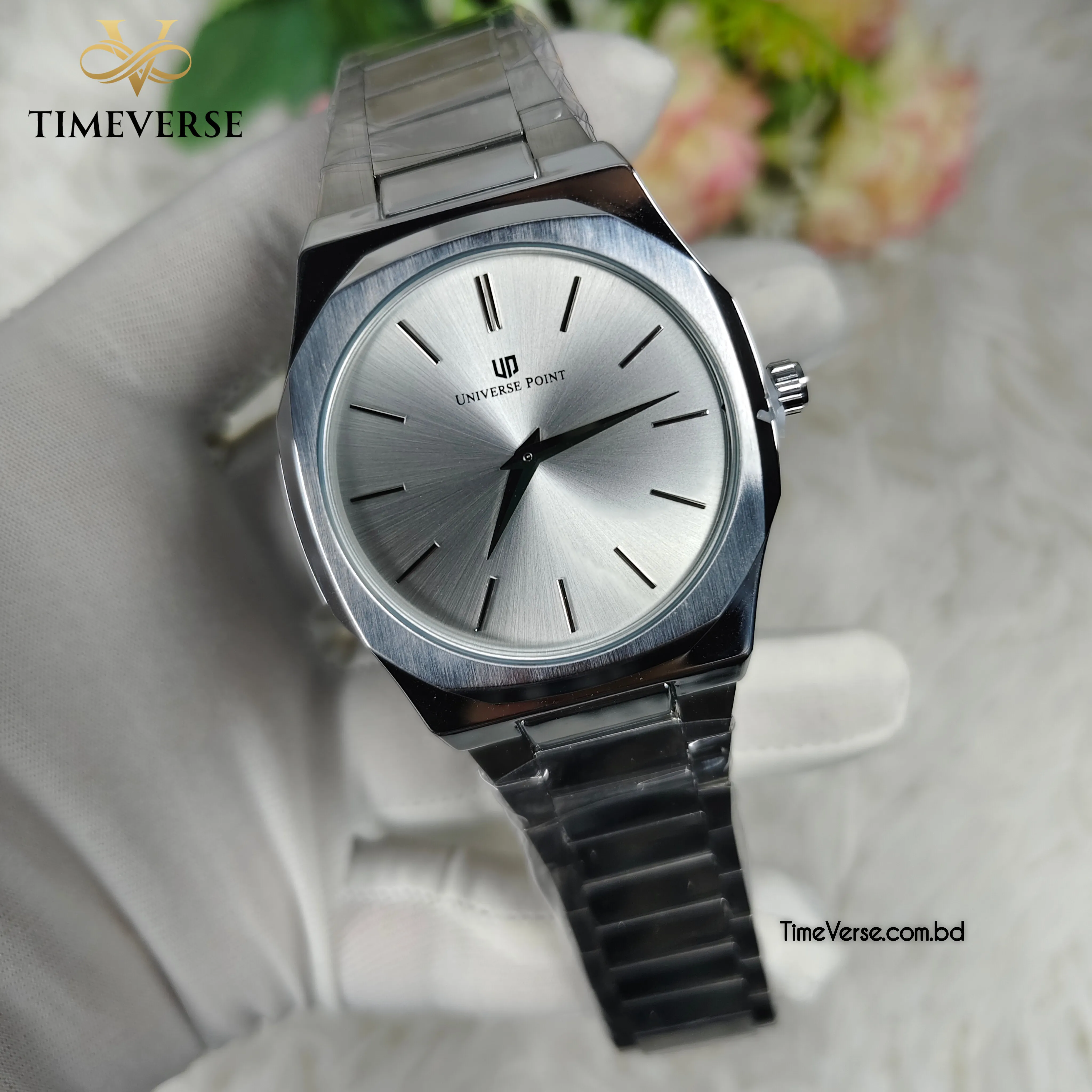 Universe Point 7666 Men's Watch - Silver 