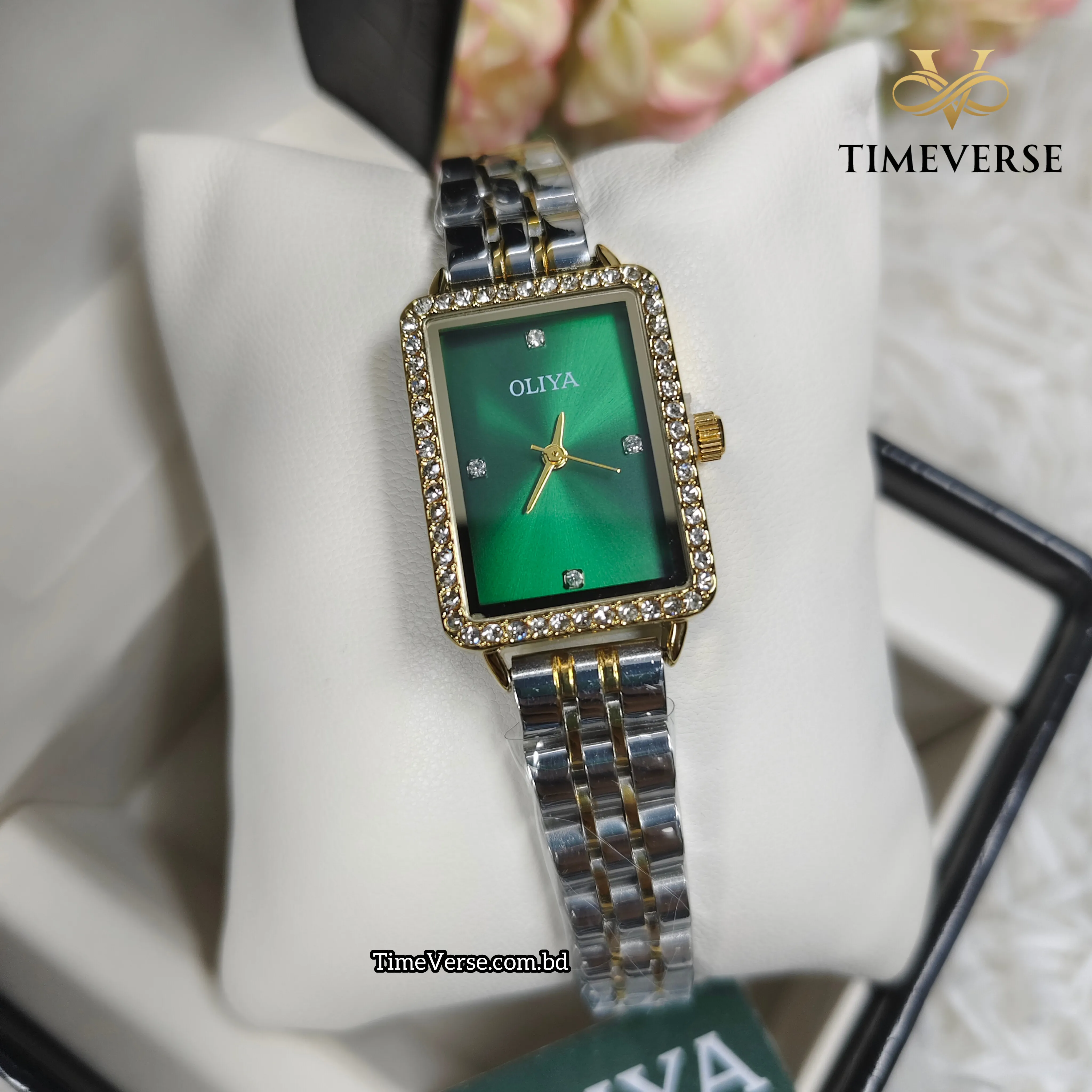 Oliya 609 Ladies Watch -Silver Gold Green 