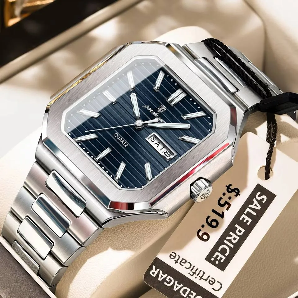Poedagar 672 Men's Watch - Silver Blue