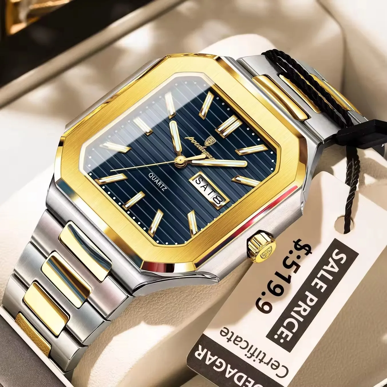 Poedagar 672 Men's Watch - Gold Blue