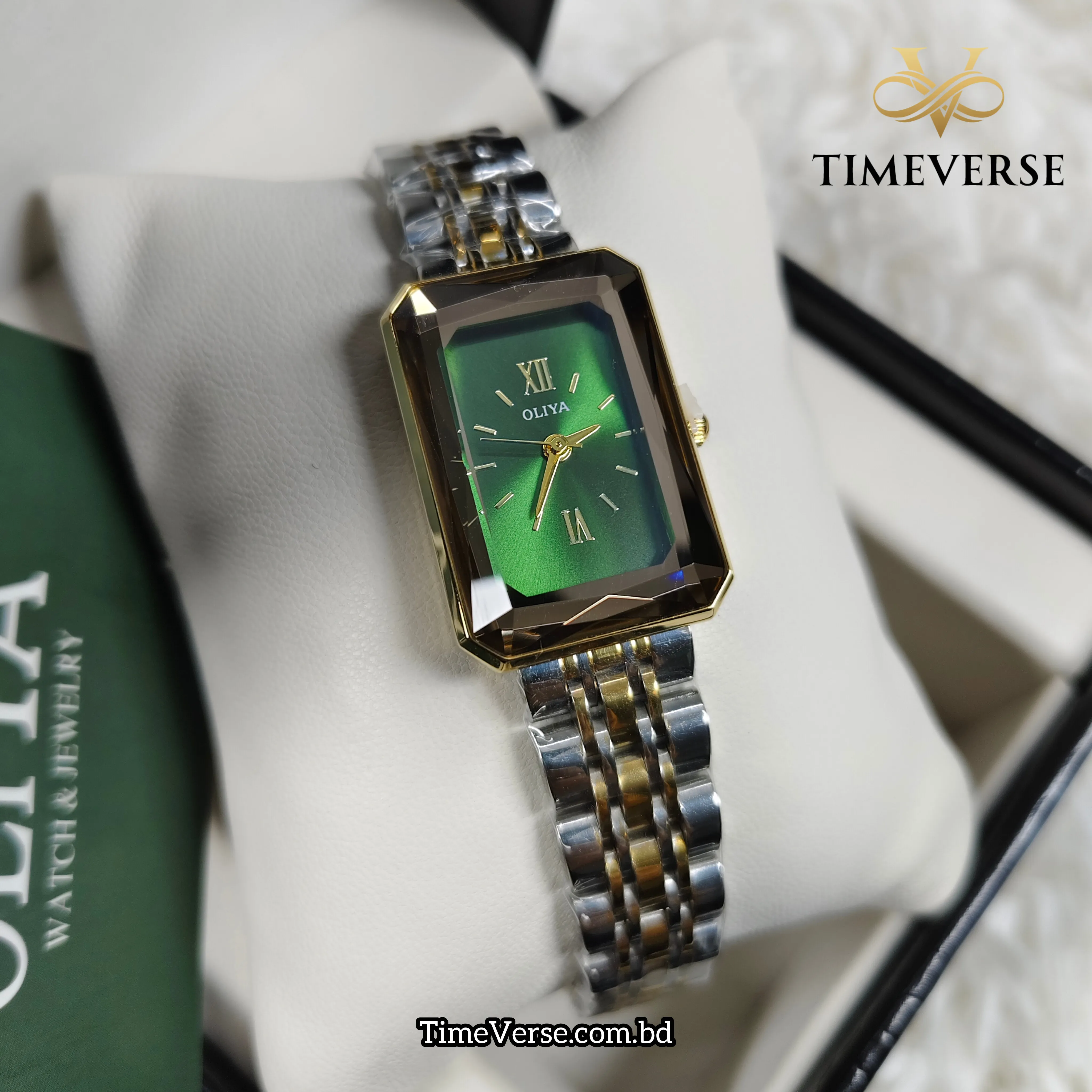 Oliya 6881 Ladies Watch - Silver Gold Green