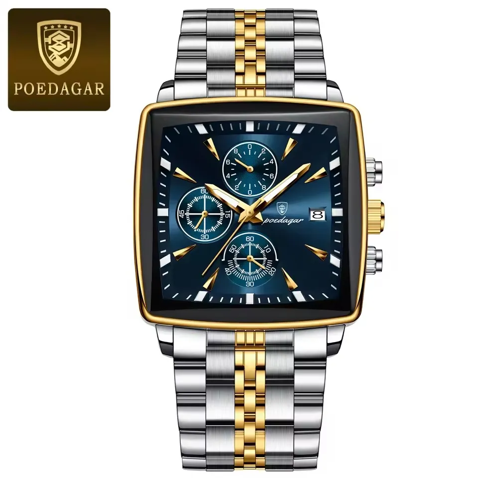 Poedagar 866 Men's Watch - Gold Blue