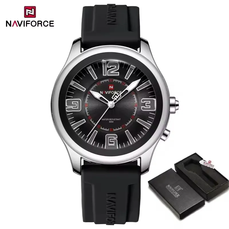 Naviforce 9256 Men's Watch - Silver Black 