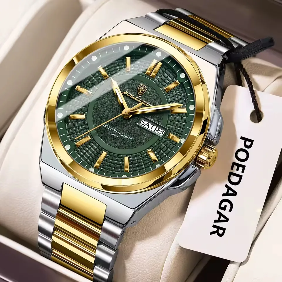 Poedagar 896 Men's Watch - Gold Green