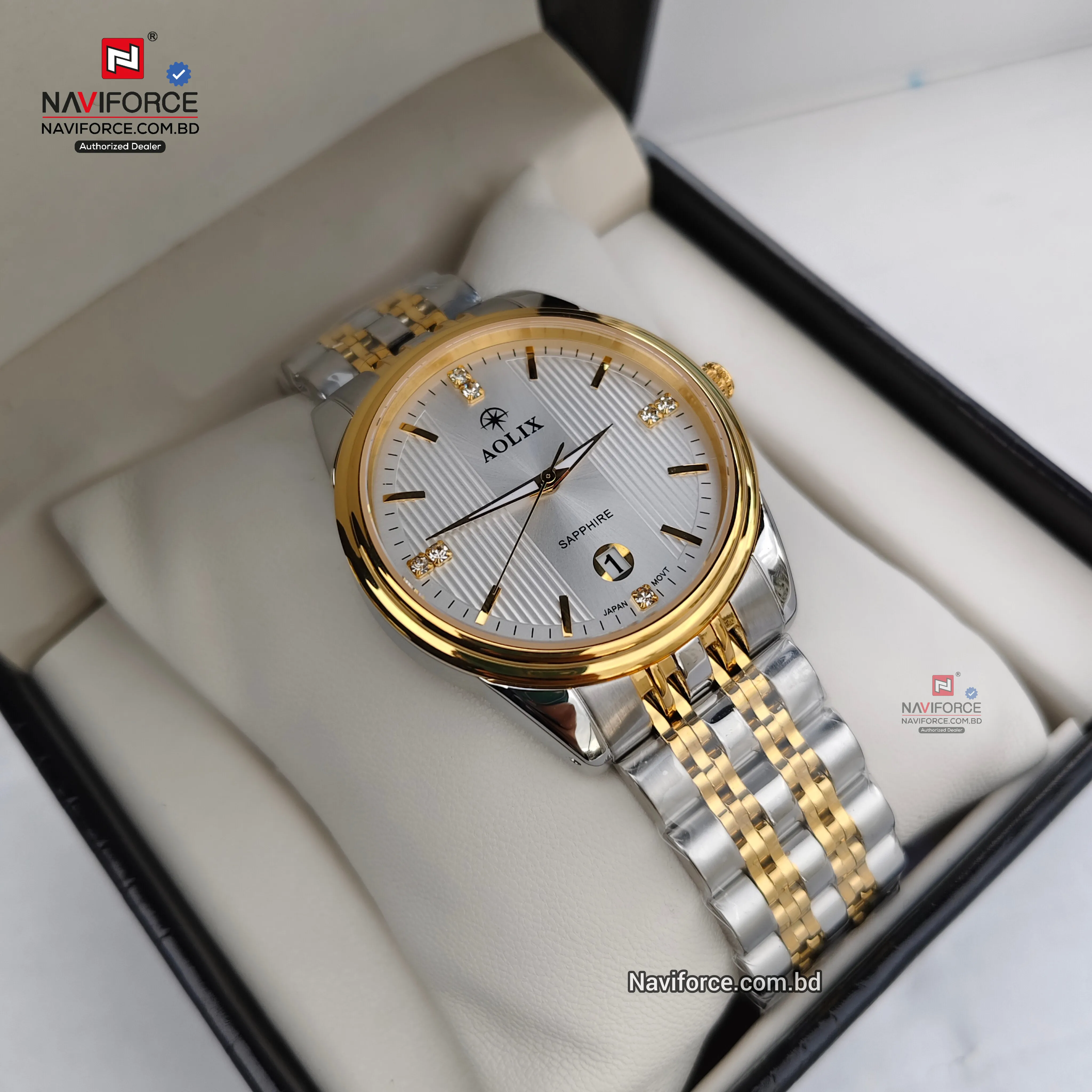 Aolix 9163 Men's Watch - Silver Gold 