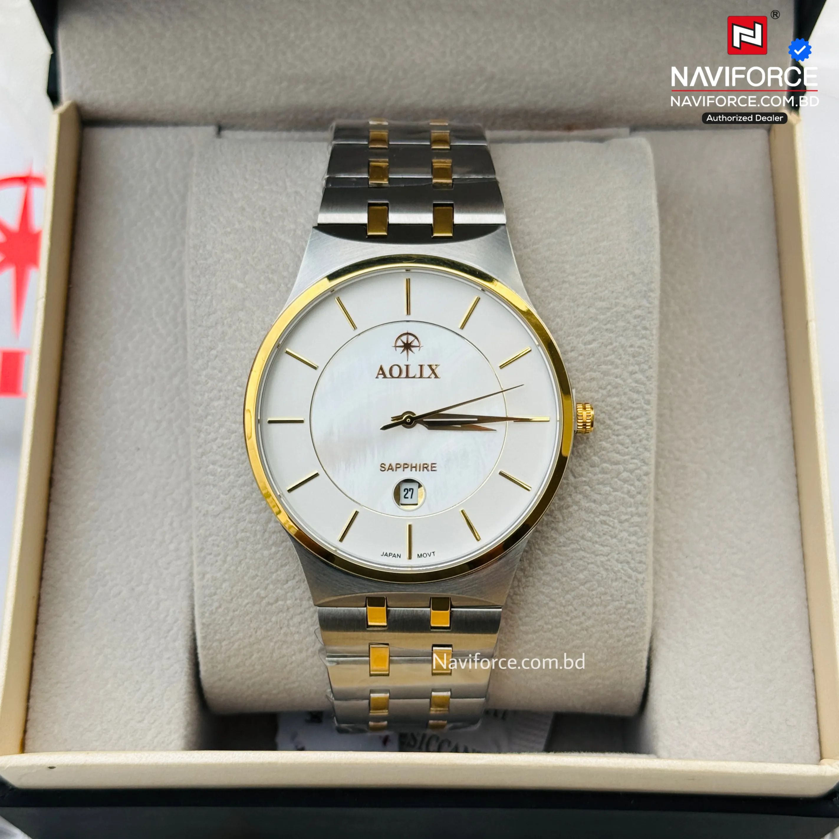 Aolix 9154 Men's Watch - Silver Gold 