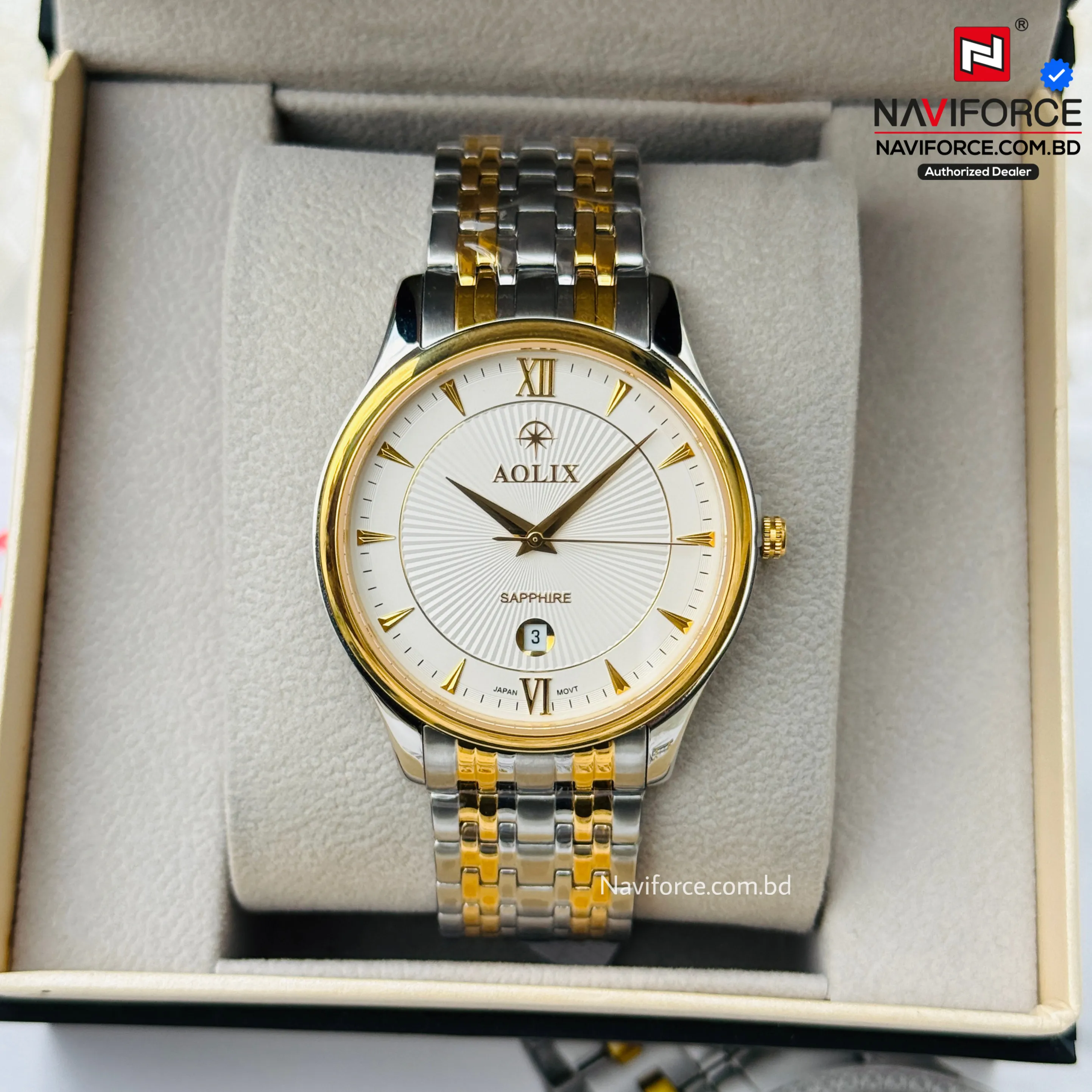 Aolix 9138 Men's Watch - Silver Gold White