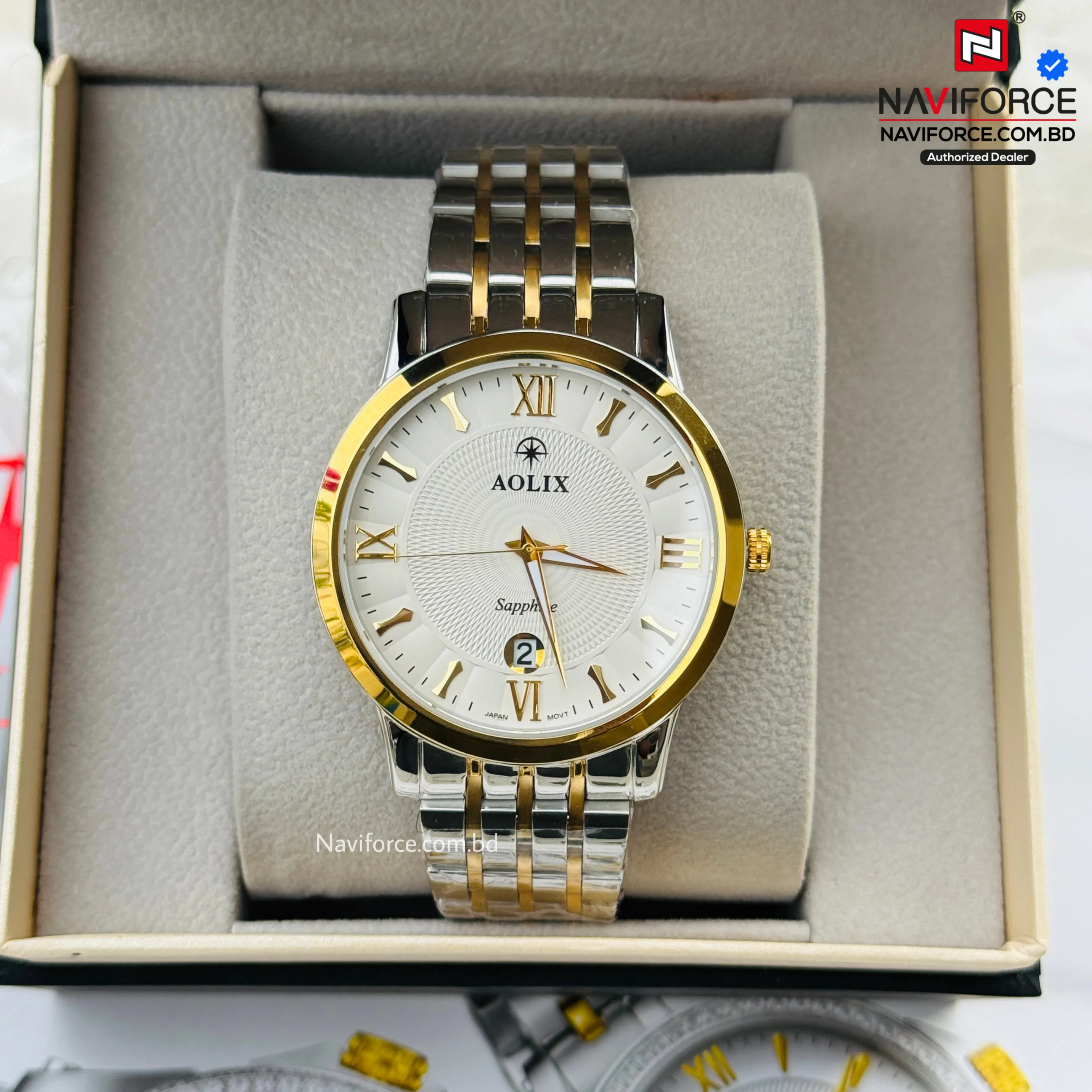 Aolix 9158 Men's Watch - Silver Gold White