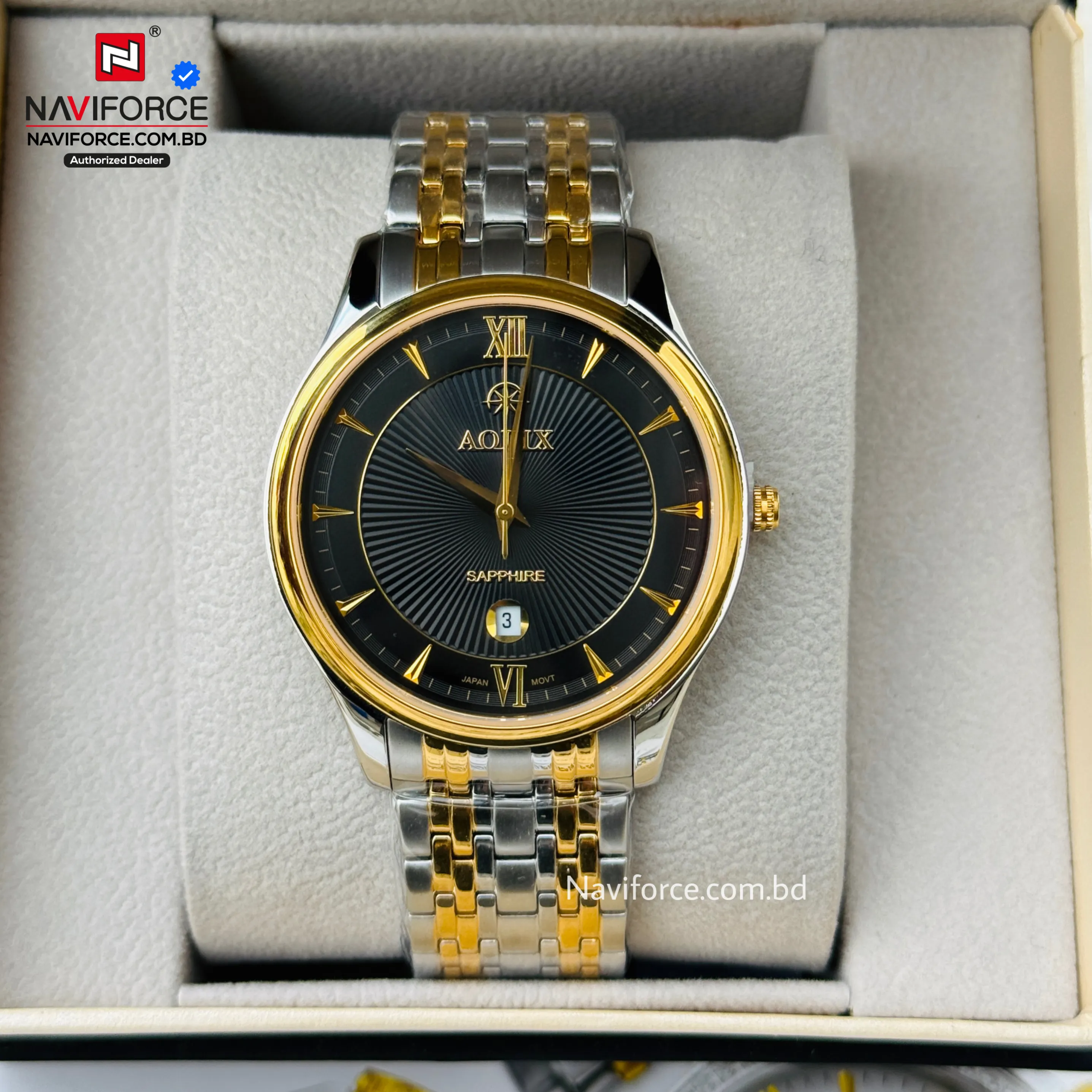 Aolix 9138 Men's Watch - Silver Gold Black