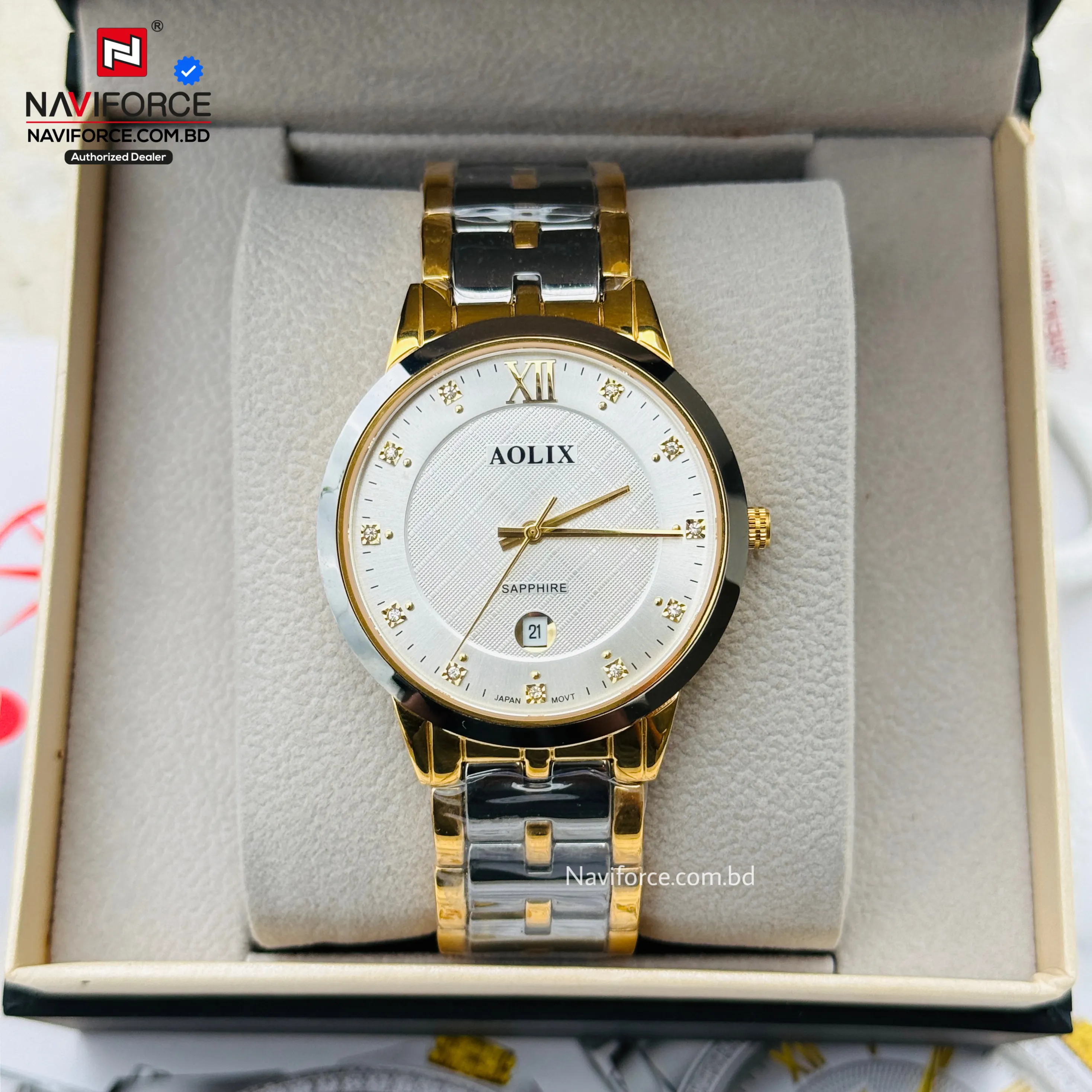 Aolix 6827 Men's Watch - Silver Gold White