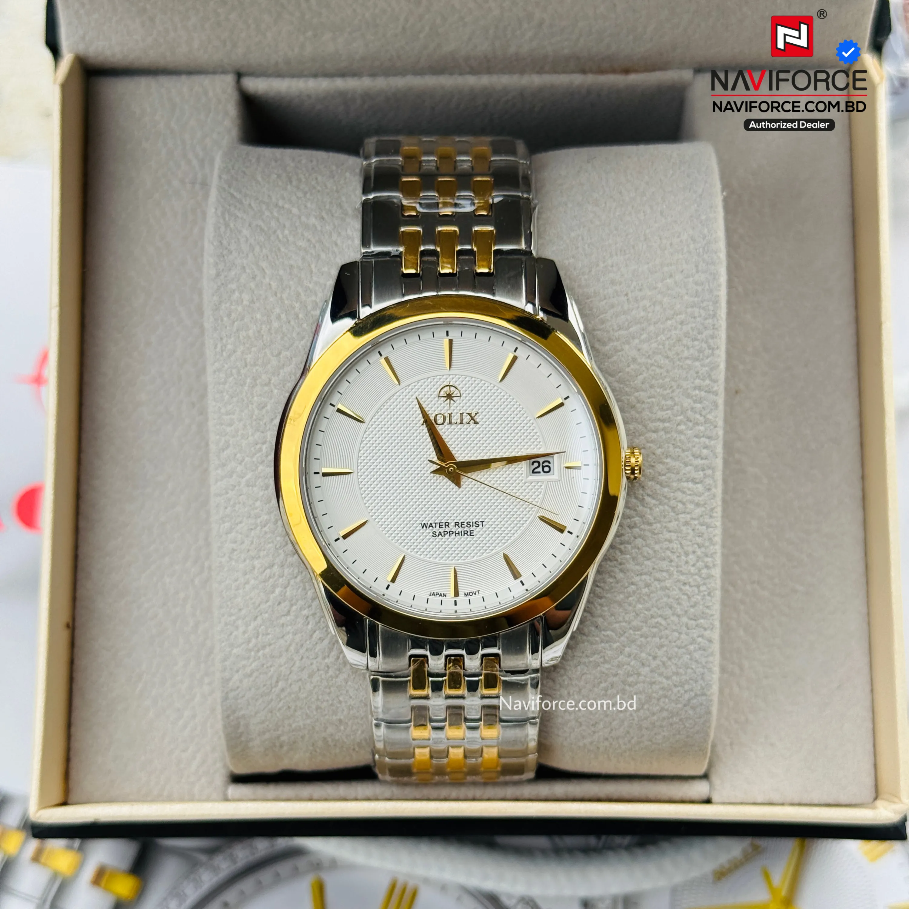 Aolix 9108 Men's Watch - Silver Gold White