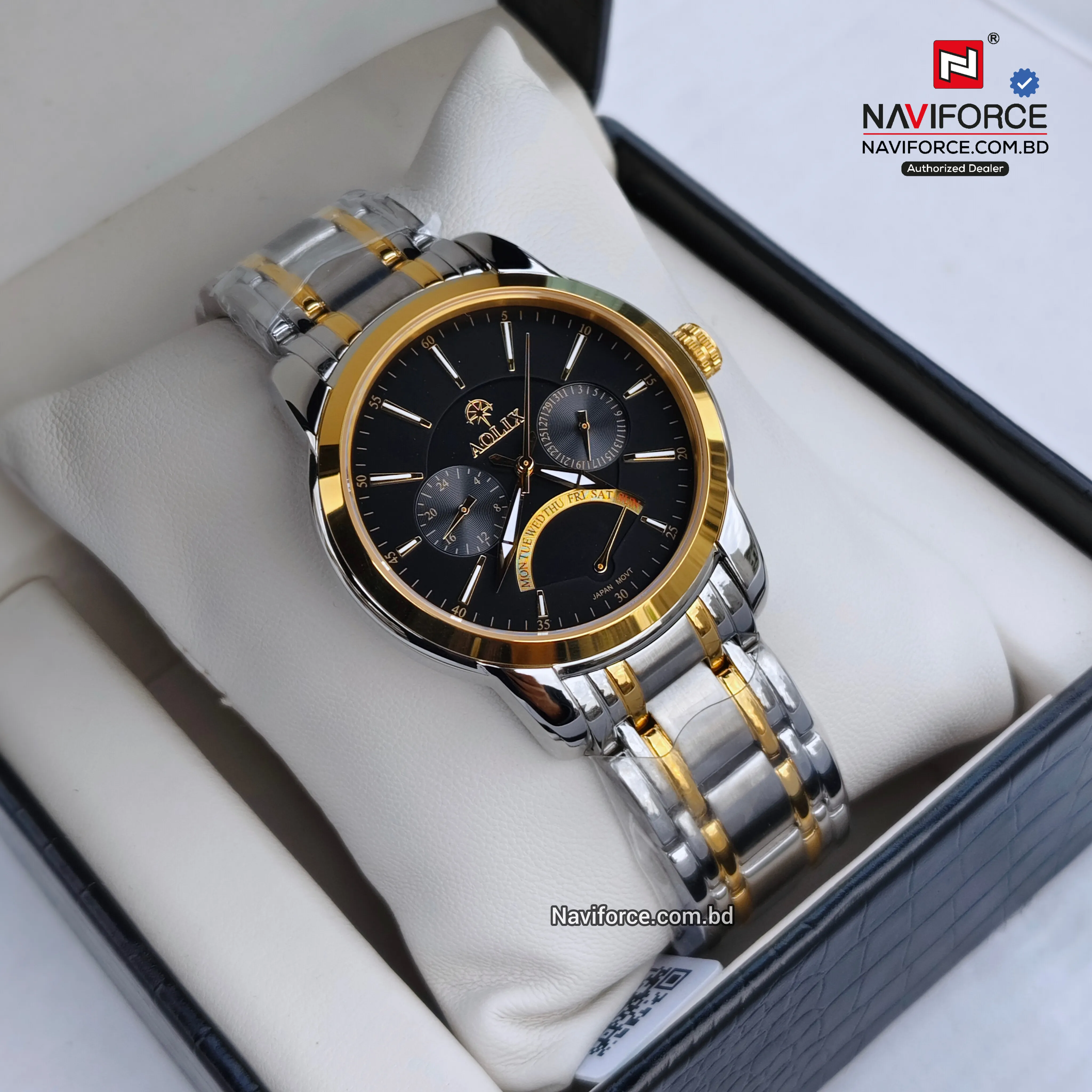 Aolix 7061 Men's Watch - Silver Gold Black 