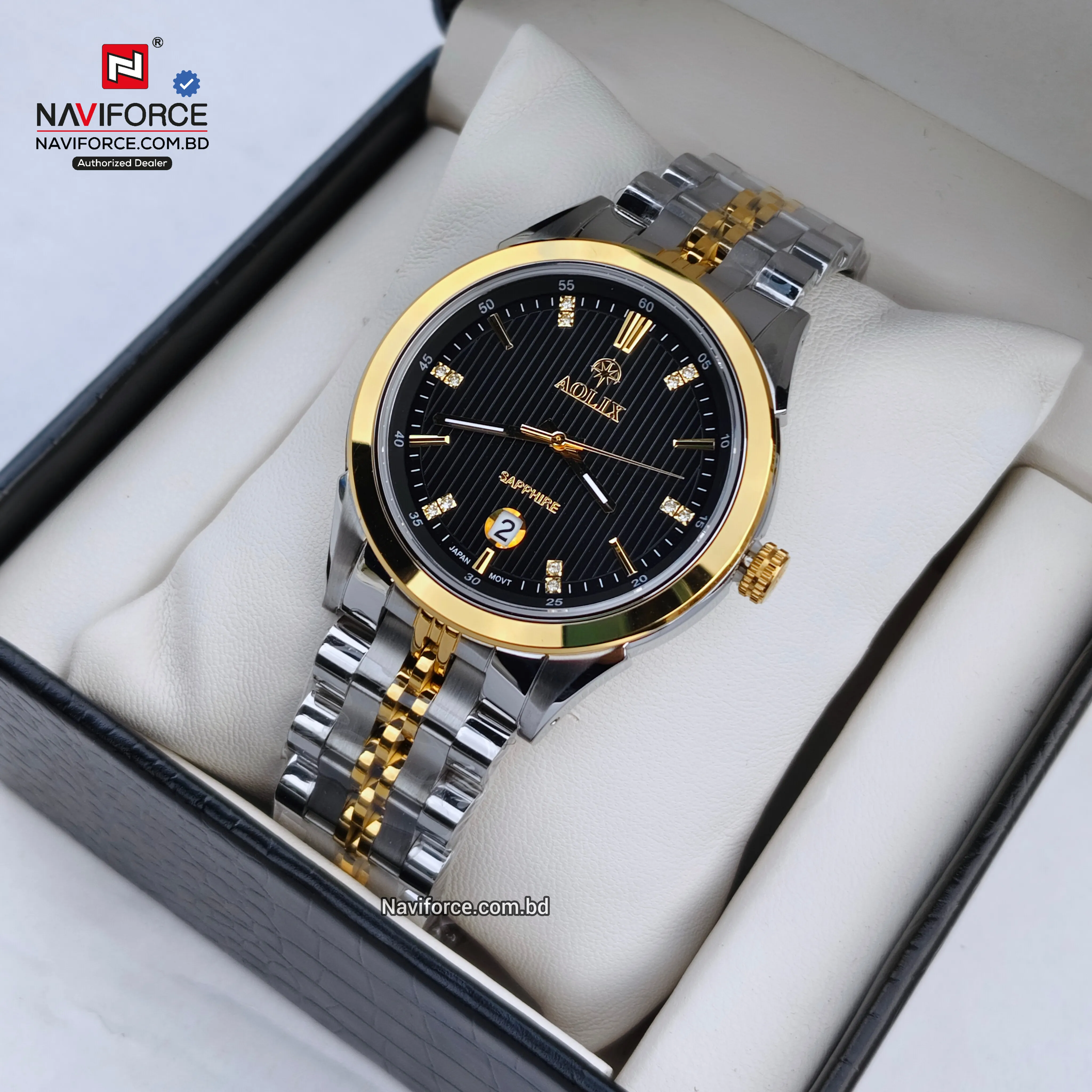 Aolix 9165 Men's Watch - Silver Gold Black