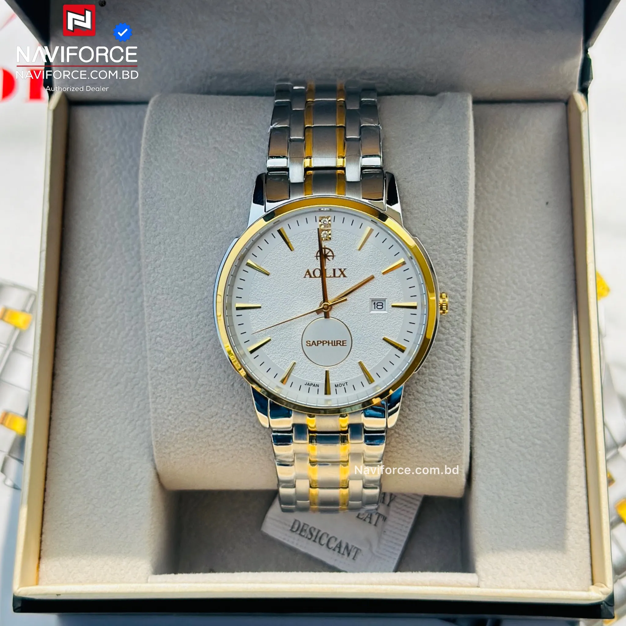 Aolix 9196 Men's Watch - Silver Gold White