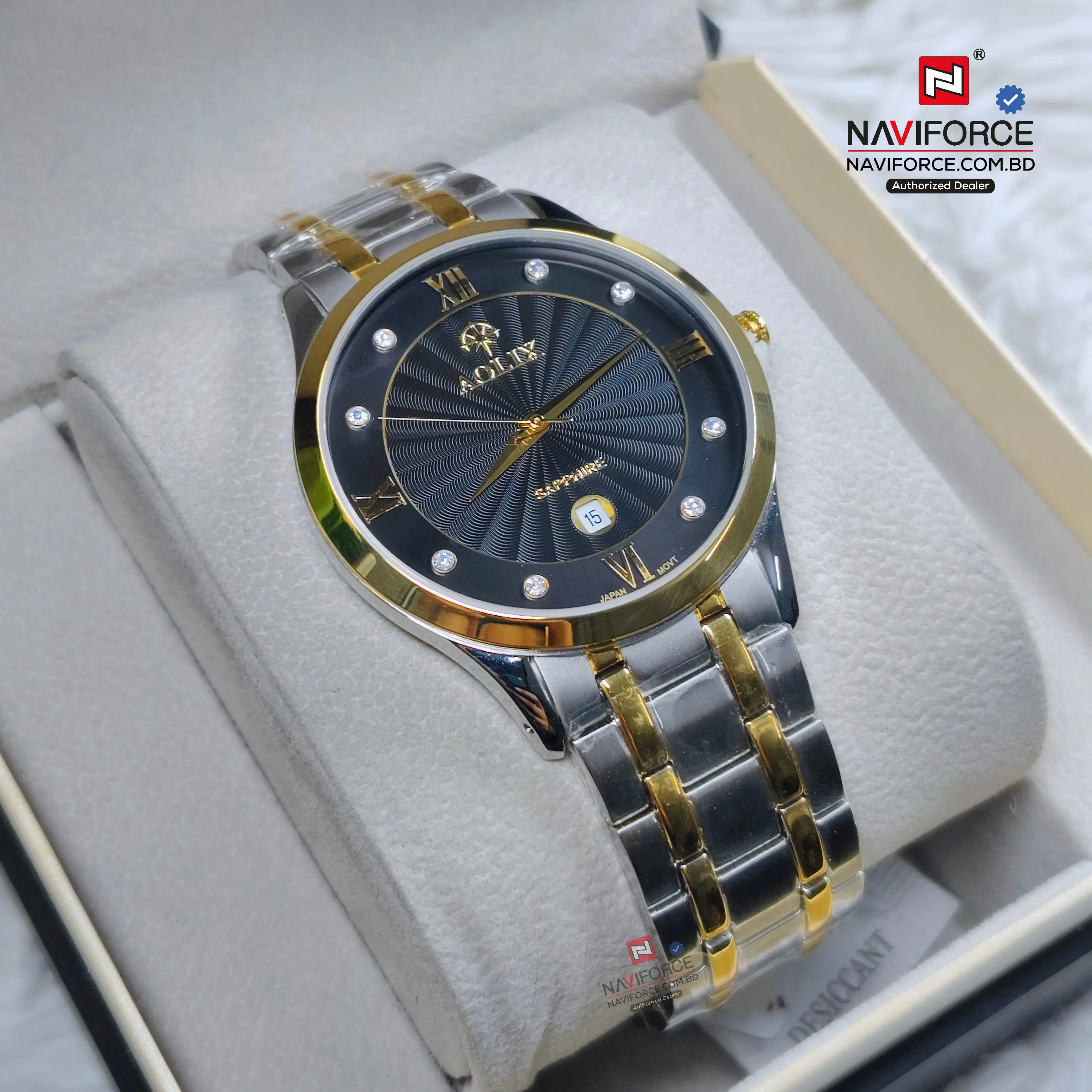 Aolix 9155 Men's Watch - Silver Gold Black