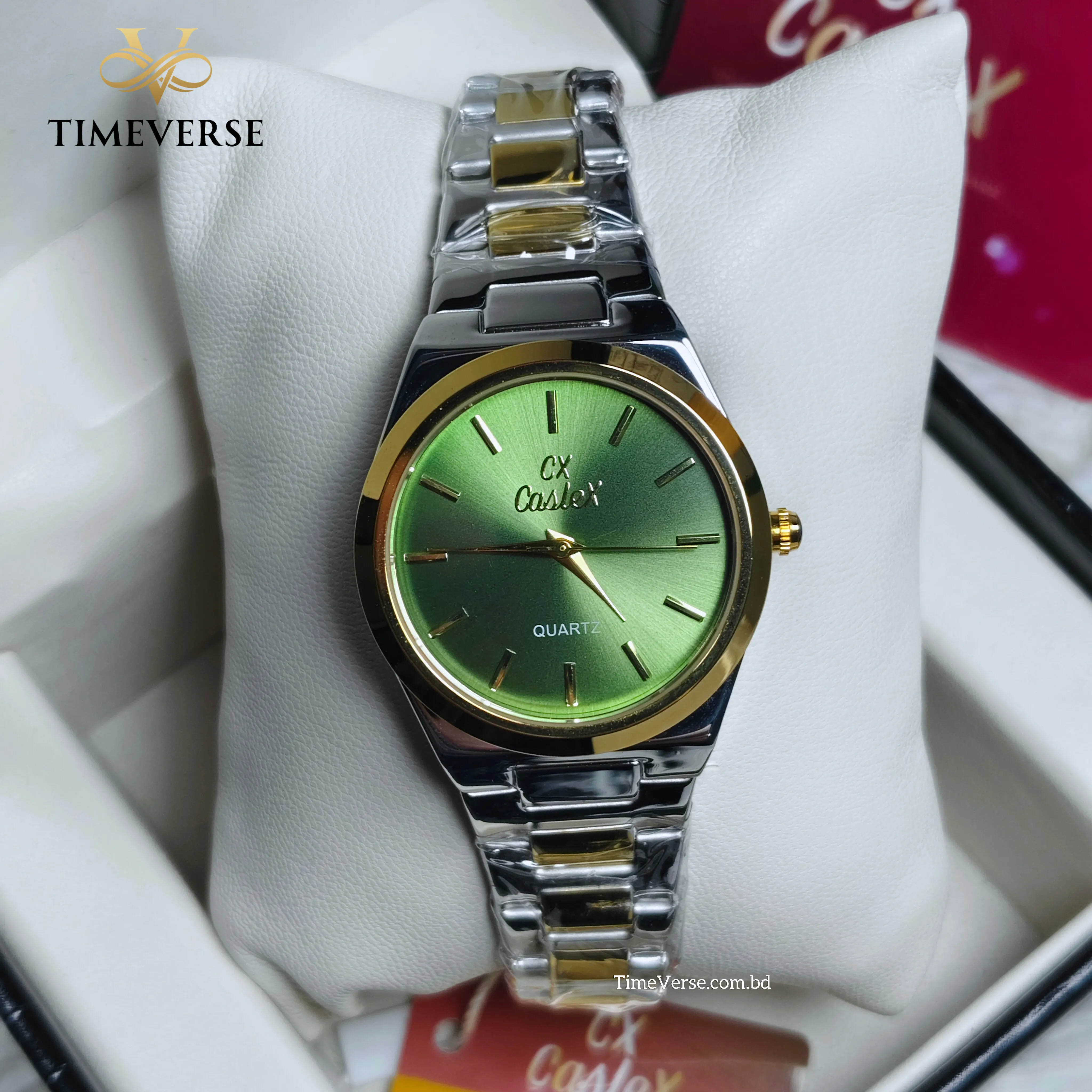 Caslex 017 Ladies Watch -  Silver Gold Green 
