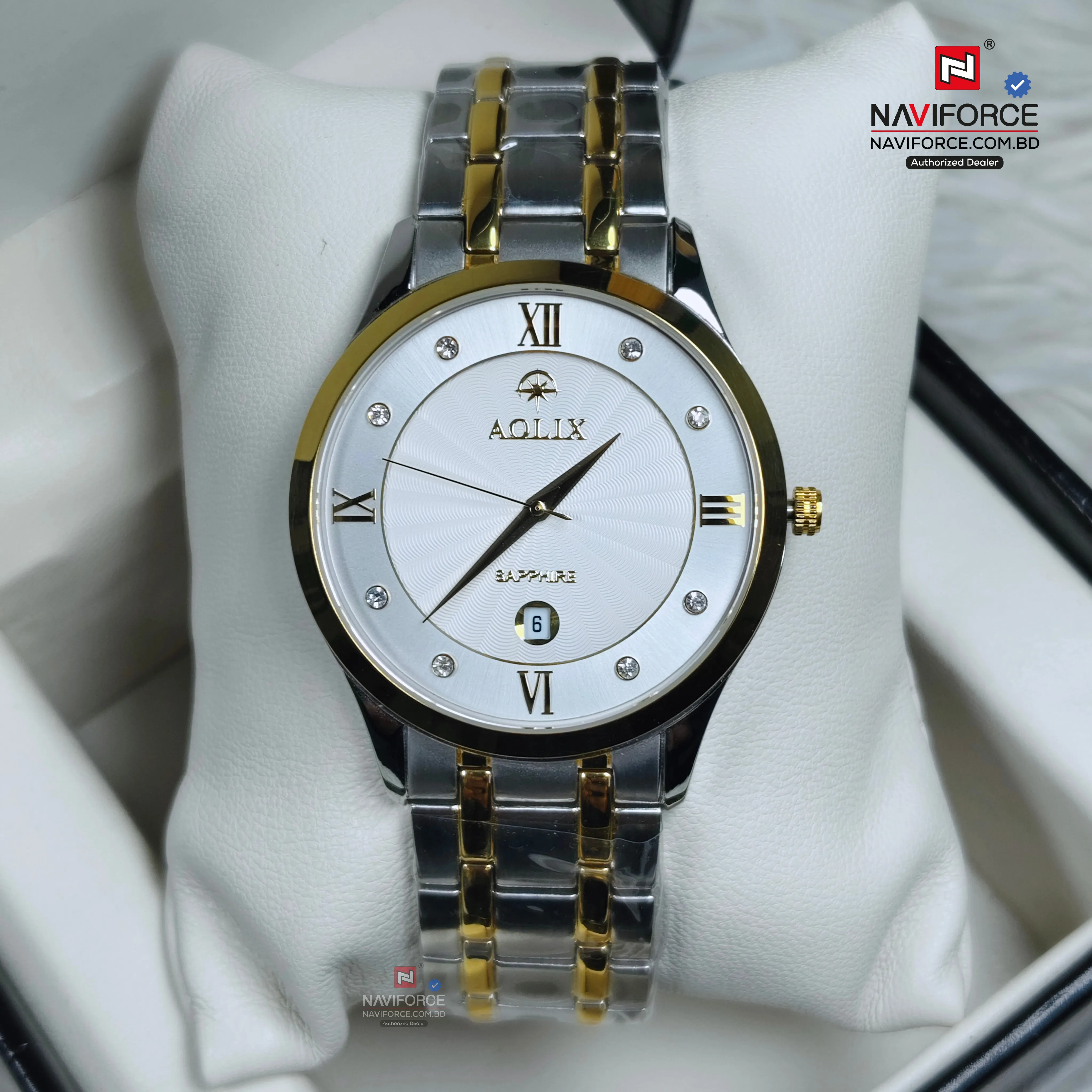 Aolix 9155 Men's Watch - Silver Gold White