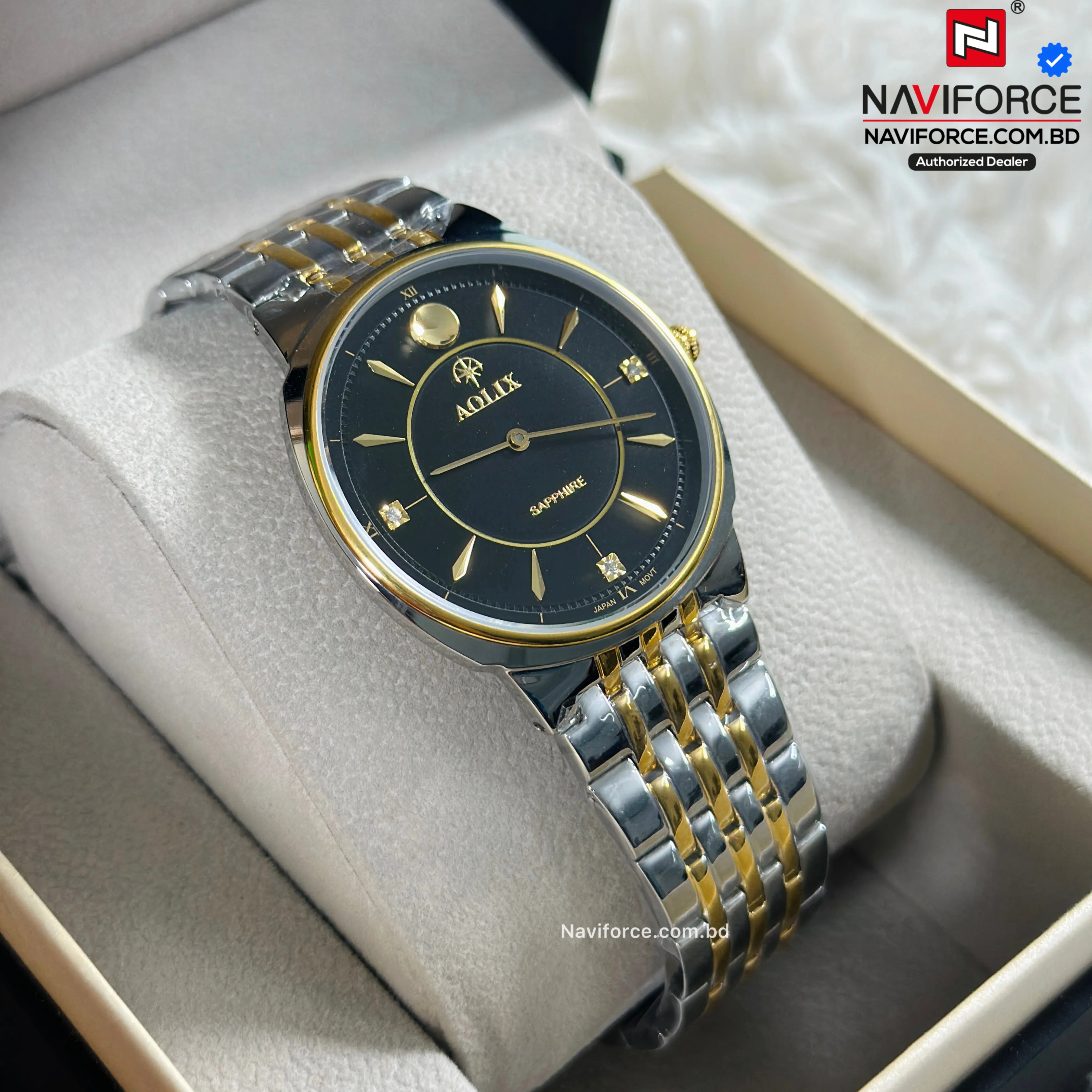 Aolix 9156 Men's Watch - Silver Gold Black 