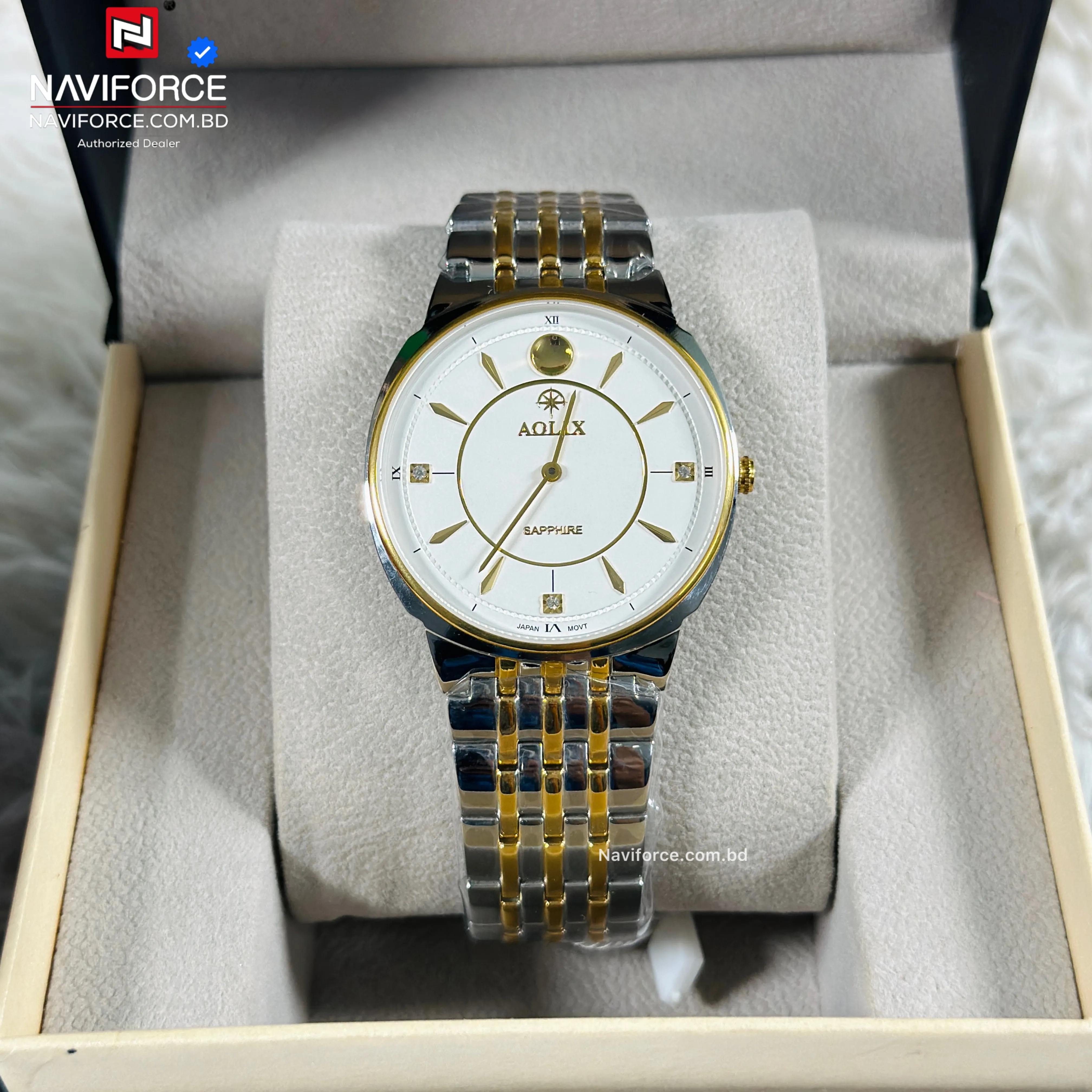 Aolix 9156 Men's Watch - Silver Gold White