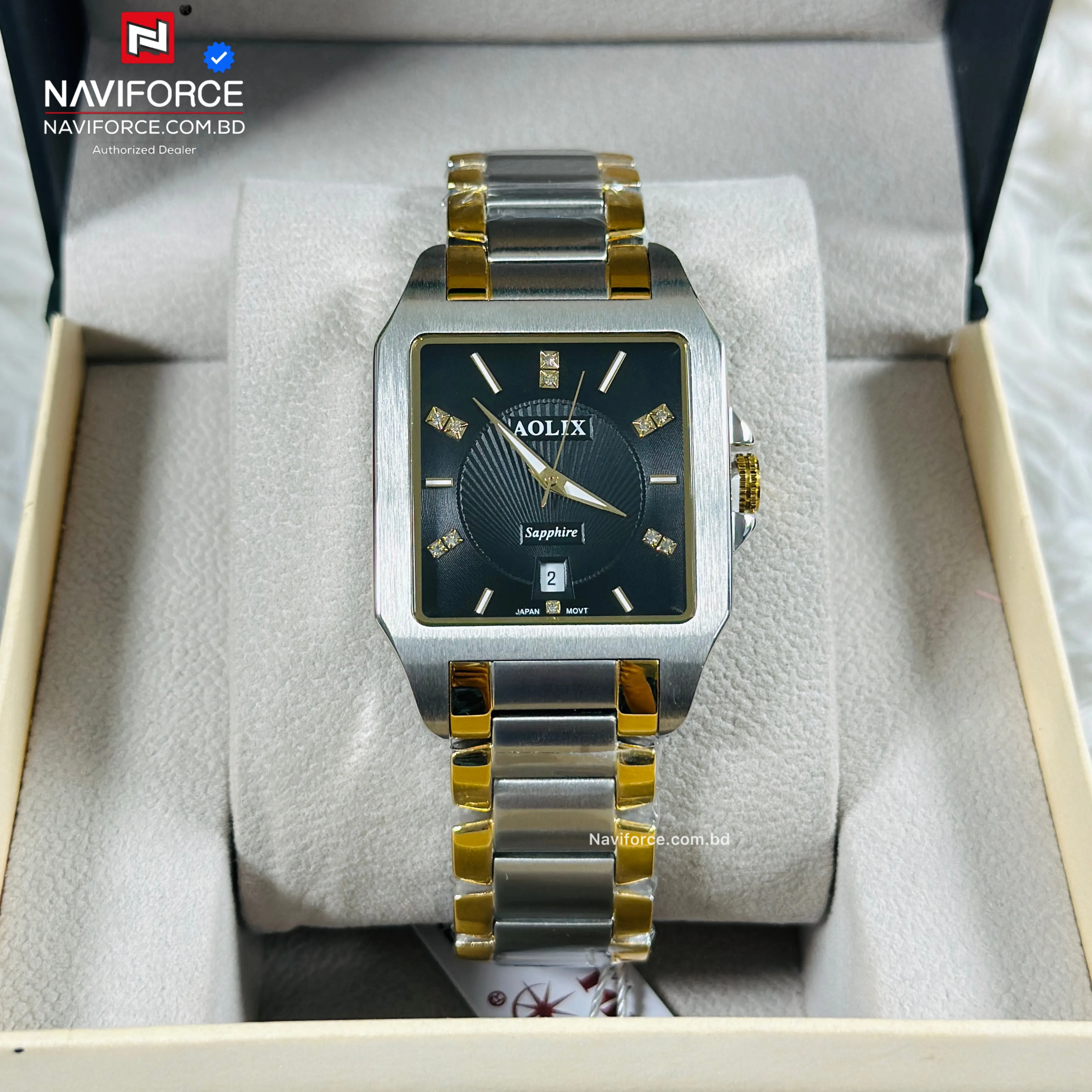 Aolix 9198 Men's Watch - Silver Gold Black