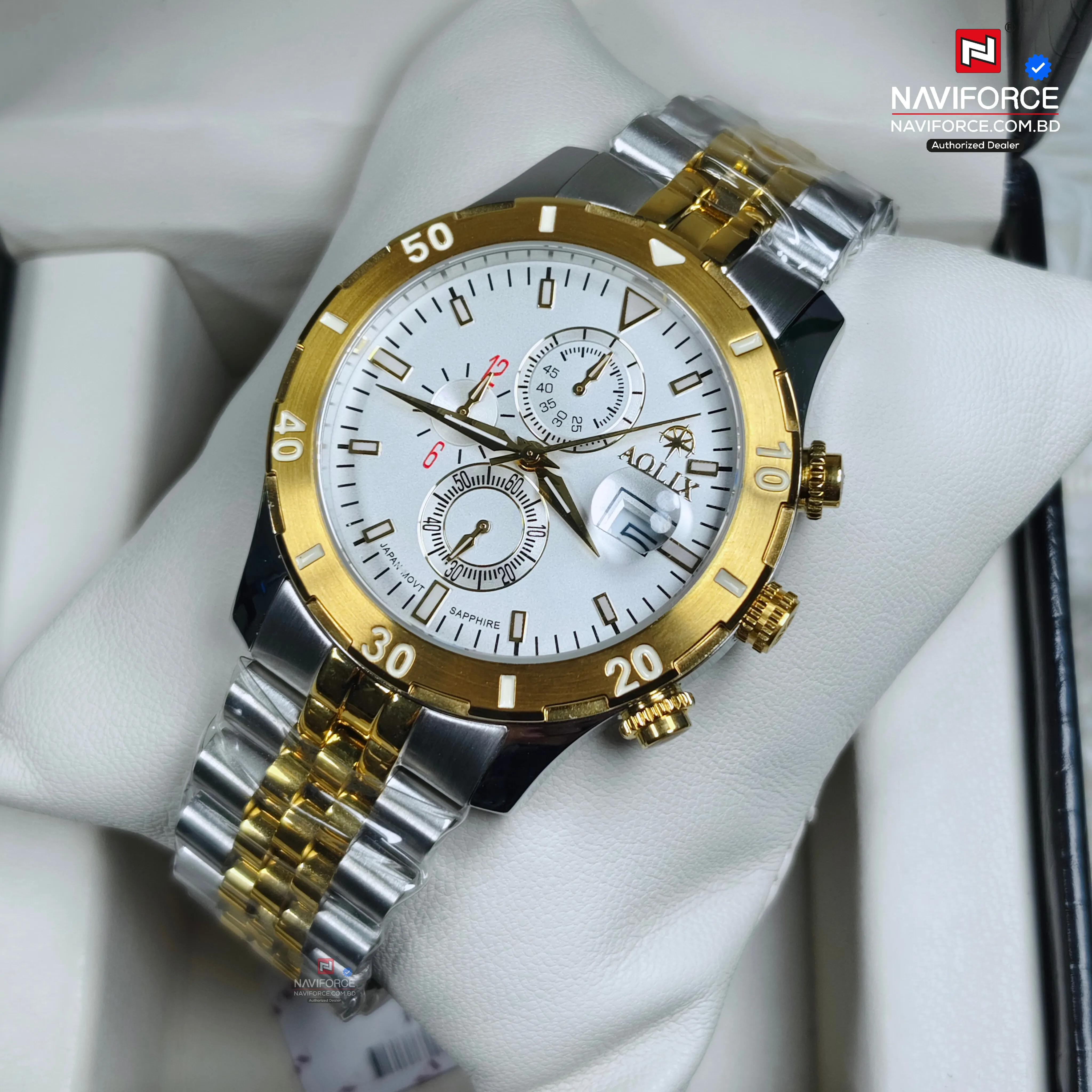 Aolix 7087 Men's Watch - Silver Gold White