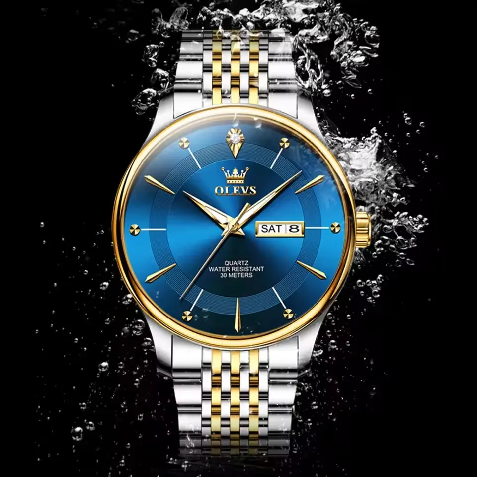 Olevs 9908 CH For Man - Sliver Gold Blue 