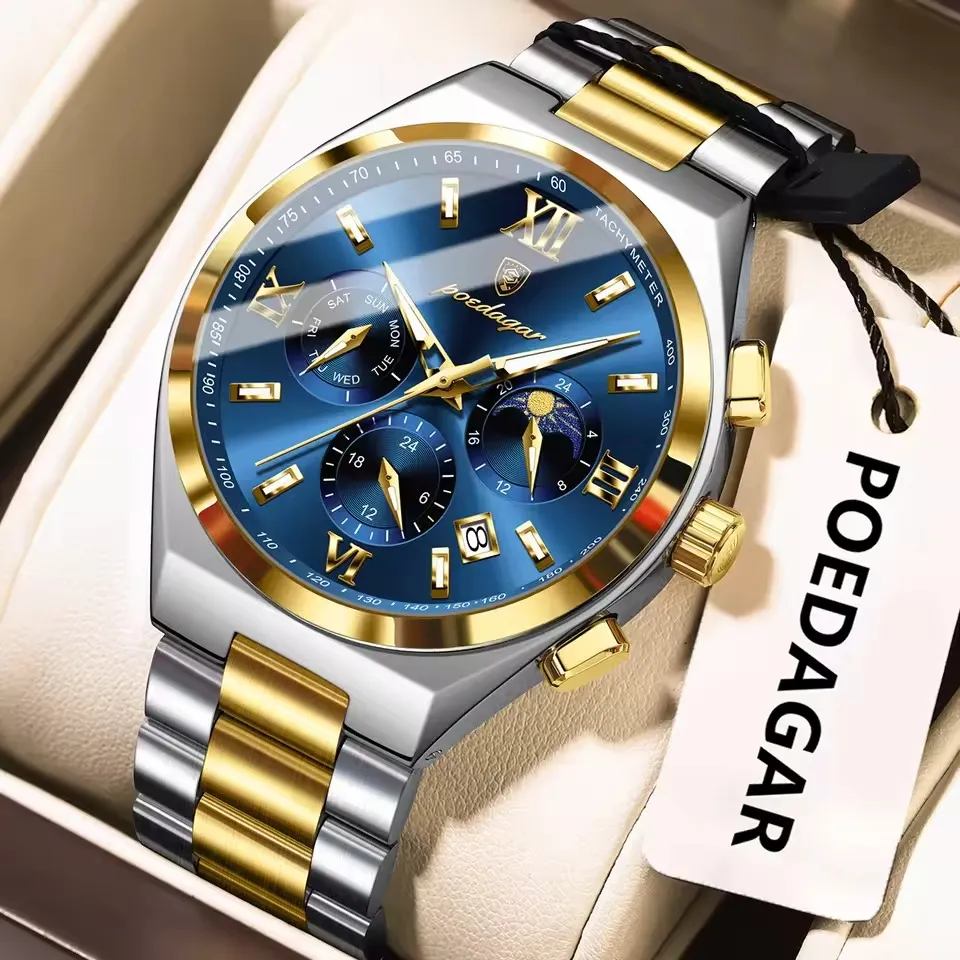 Poedagar 688 For Men - Silver Gold Blue